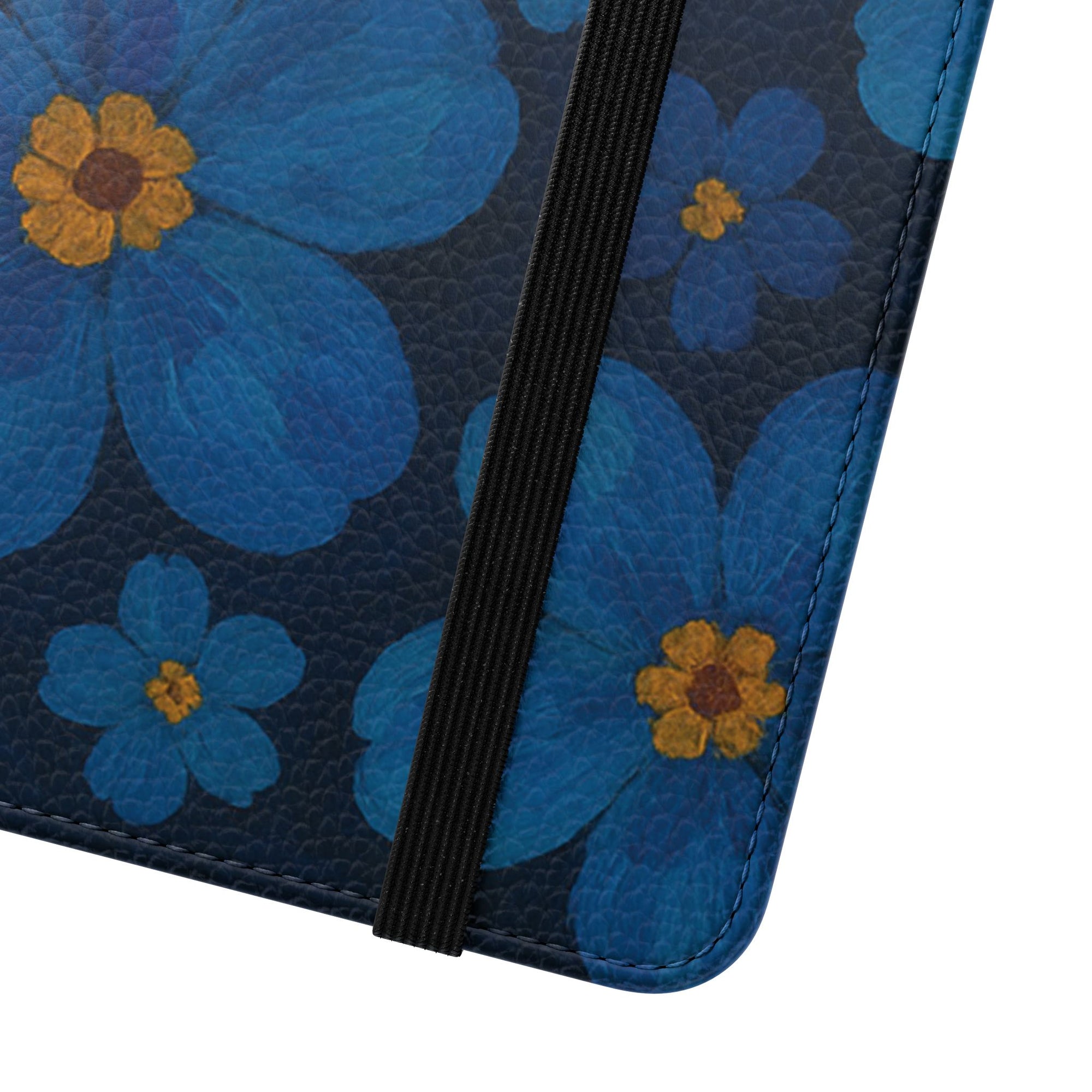 Floral Flip Phone Case - Elegant Blue Flower Design, Phone Accessory, Gift for Her, Trendy Organizer, Birthday, Mother's Day