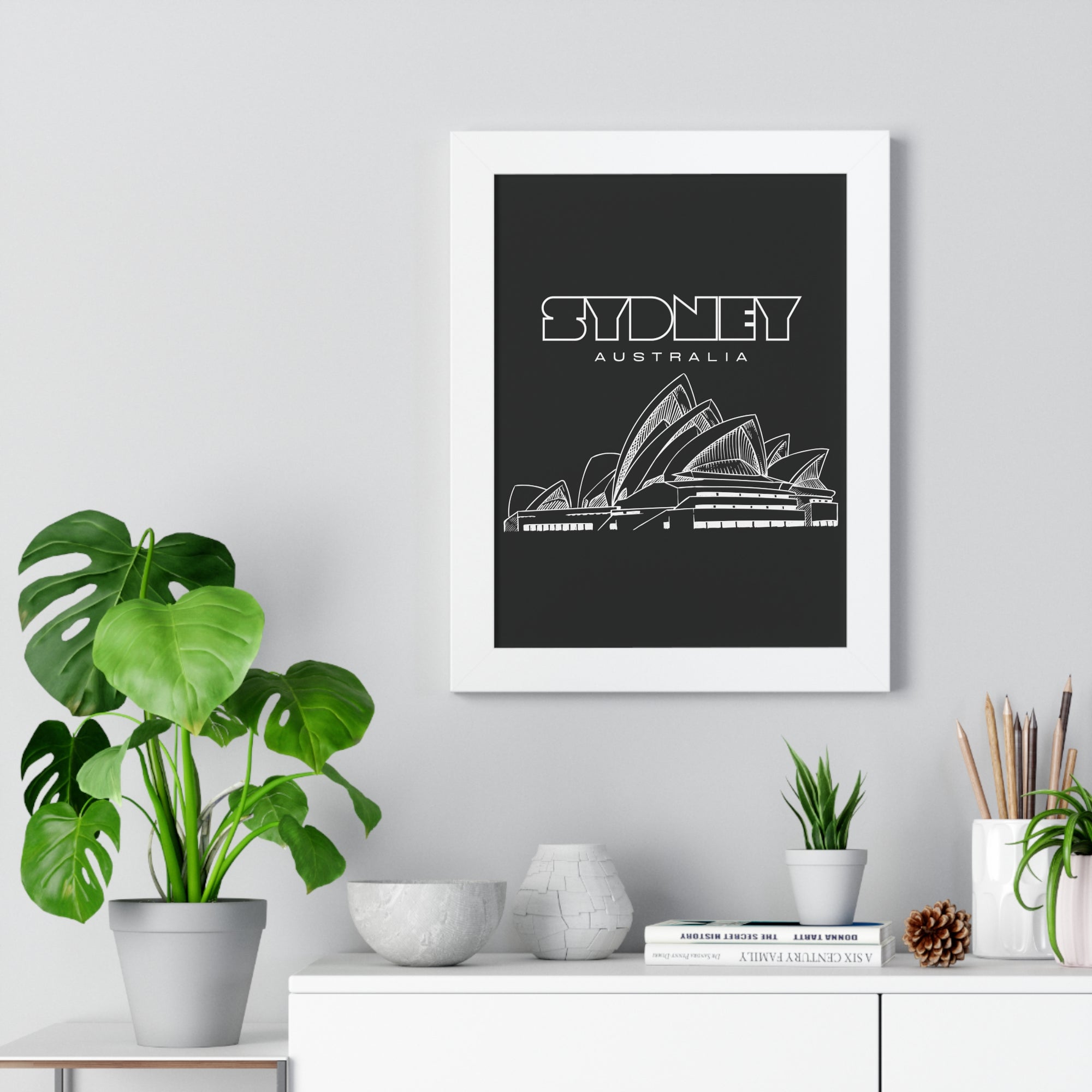 Aesthetic Sydney in Black - Framed Vertical Poster
