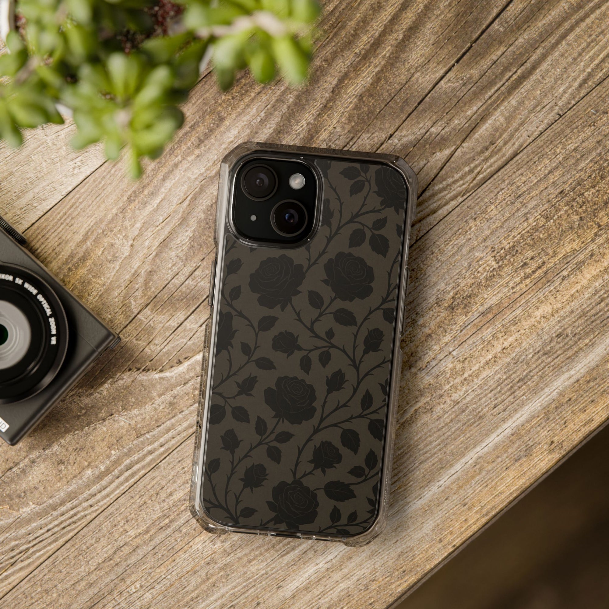 Floral Phone Case - Elegant Rose Design, Magnetic Clear Impact Case for iPhone, Stylish Phone Cover, Gifts for Her, Floral Lover