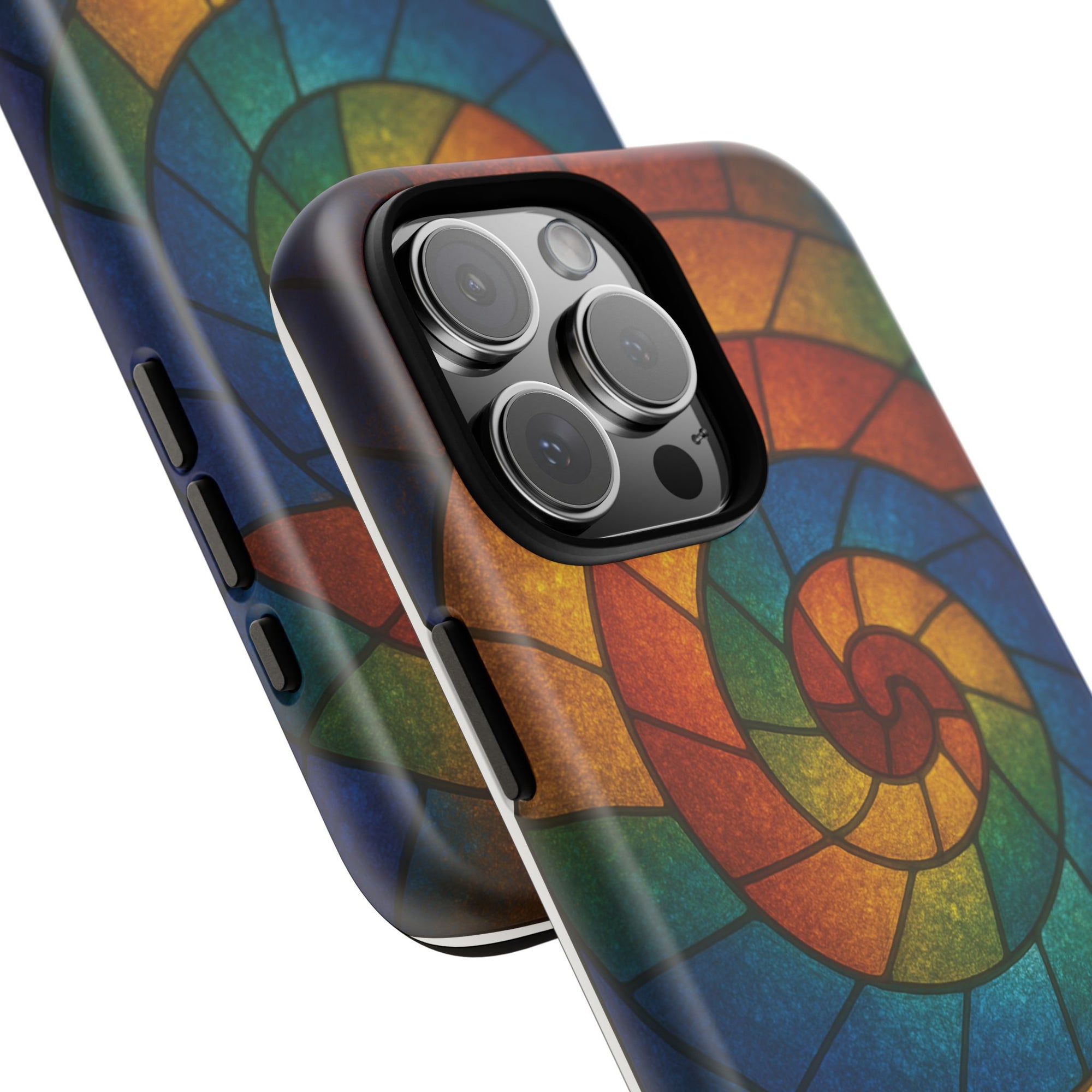Stained Glass Spiral Colorful Phone Case, Vibrant Tough Phone Protector, Artistic Cell Phone Cover, Trendy Tech Accessories Samsung Galaxy S series and Apple iPhone series