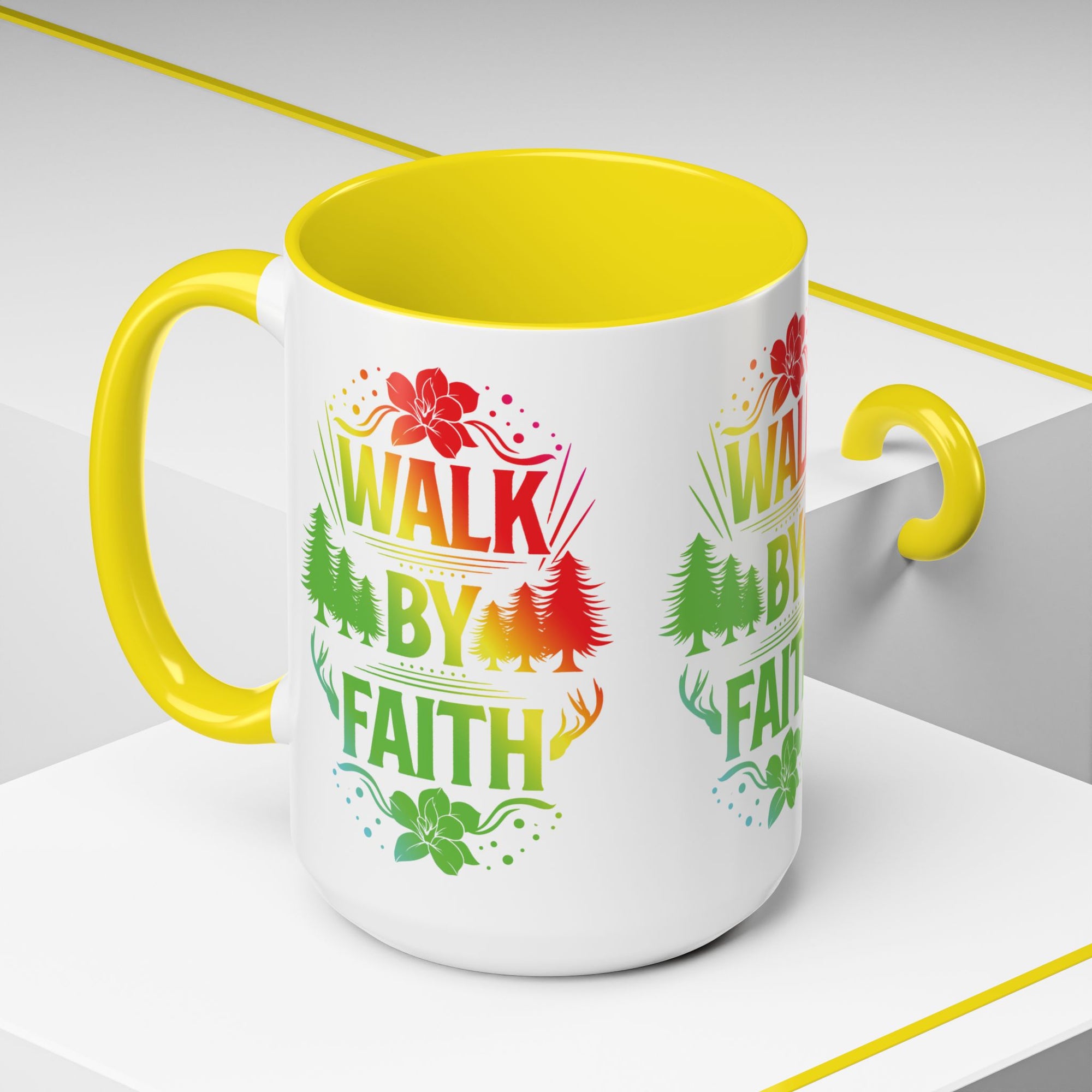 Walk by Faith Accent Coffee Mug - Inspirational Design