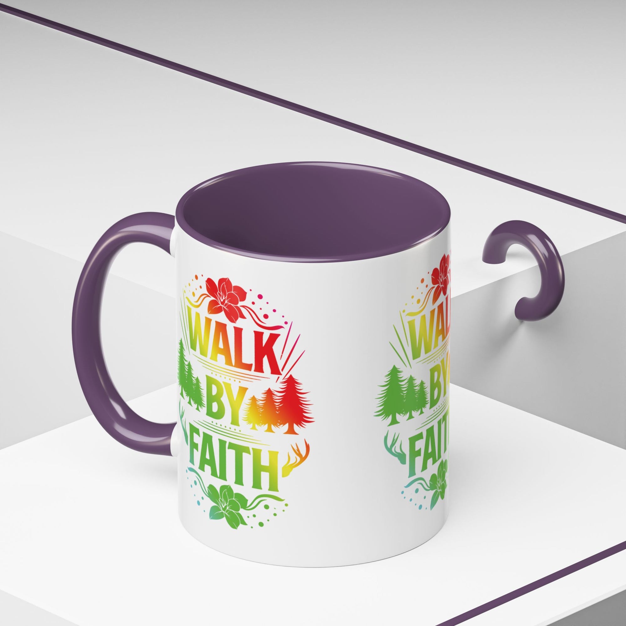 Walk by Faith Accent Coffee Mug - Inspirational Design