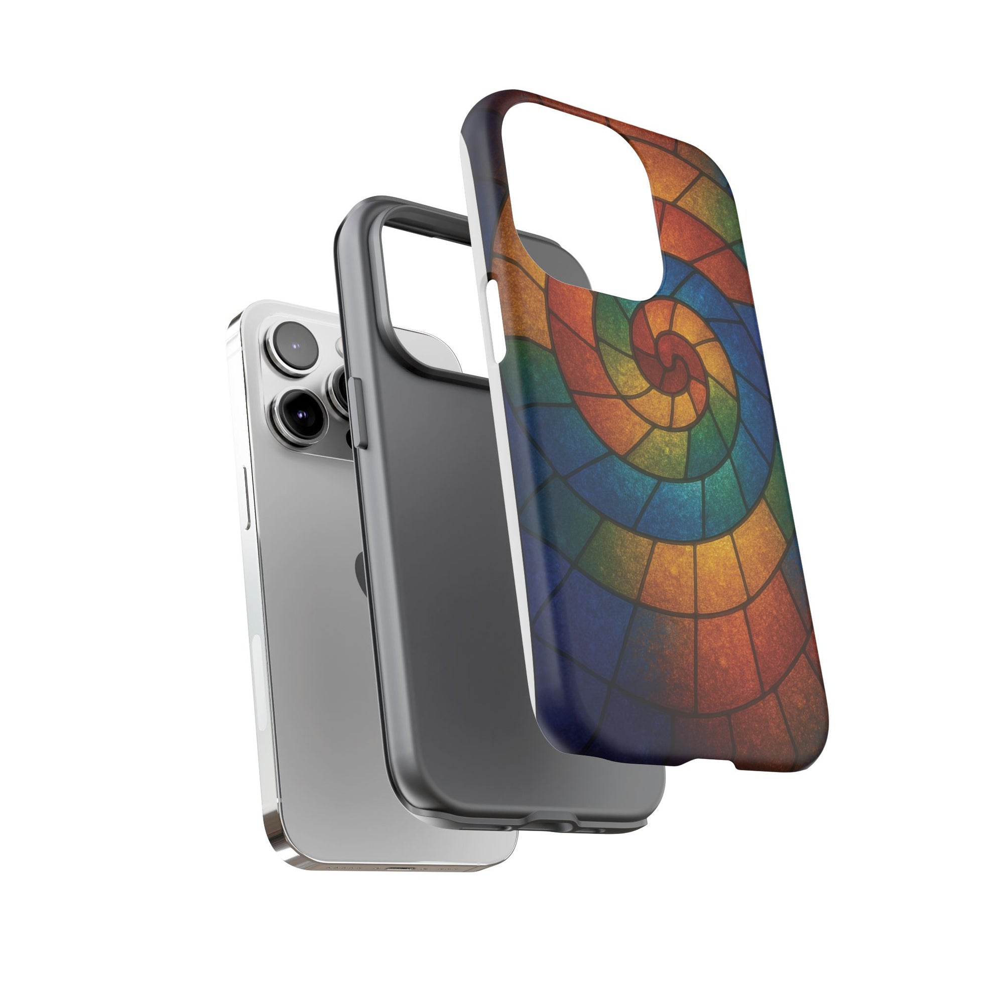 Stained Glass Spiral Colorful Phone Case, Vibrant Tough Phone Protector, Artistic Cell Phone Cover, Trendy Tech Accessories Samsung Galaxy S series and Apple iPhone series