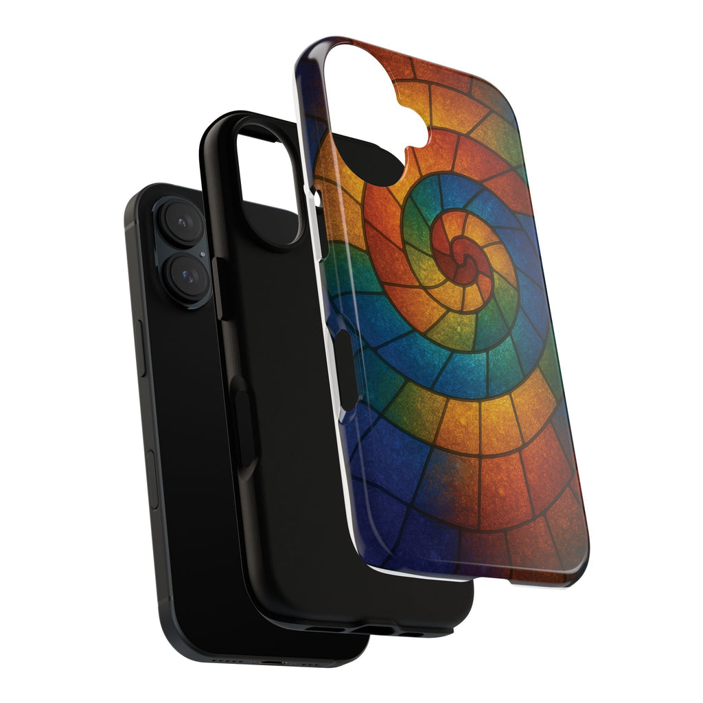 Stained Glass Spiral Colorful Phone Case, Vibrant Tough Phone Protector, Artistic Cell Phone Cover, Trendy Tech Accessories Samsung Galaxy S series and Apple iPhone series
