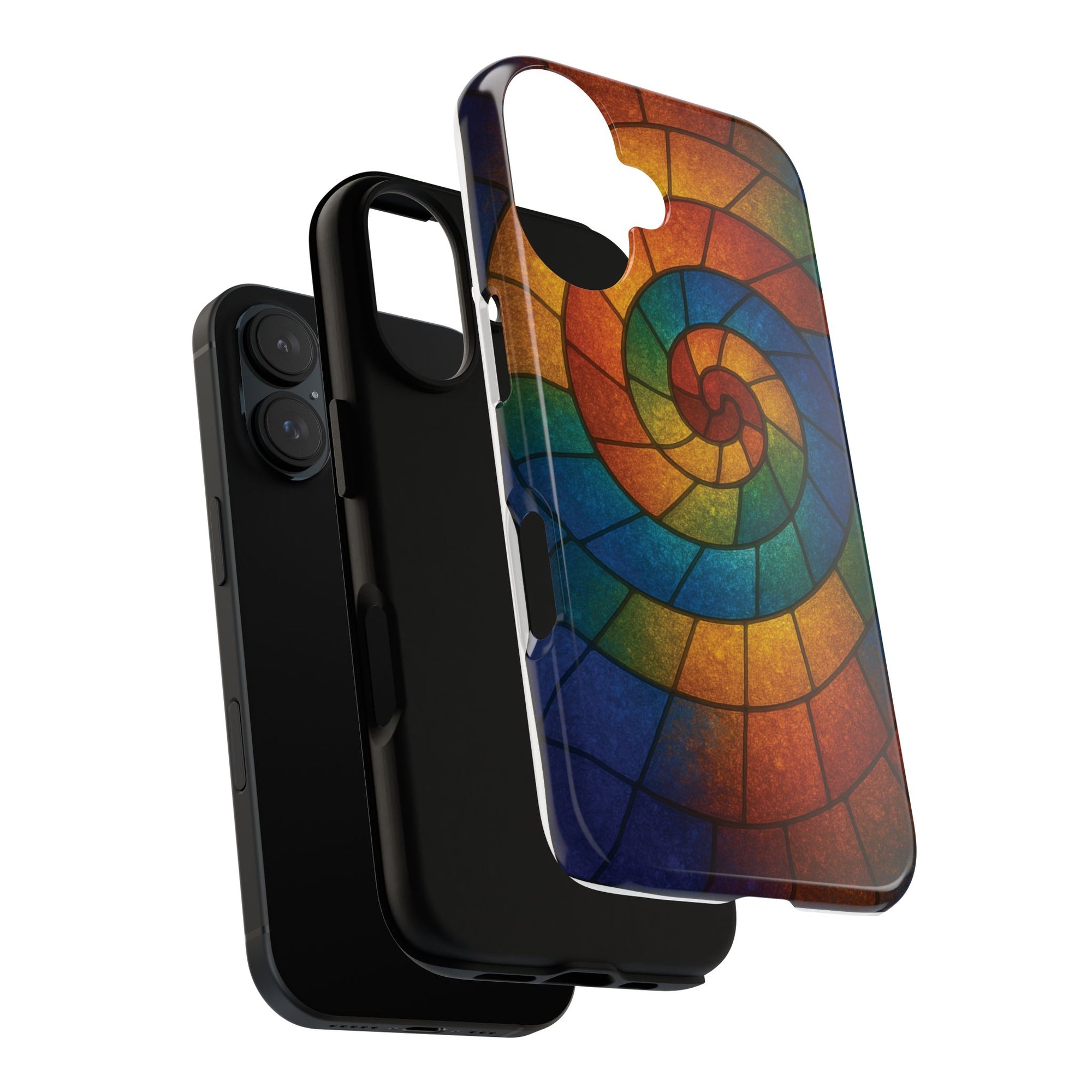 Stained Glass Spiral Colorful Phone Case, Vibrant Tough Phone Protector, Artistic Cell Phone Cover, Trendy Tech Accessories Samsung Galaxy S series and Apple iPhone series