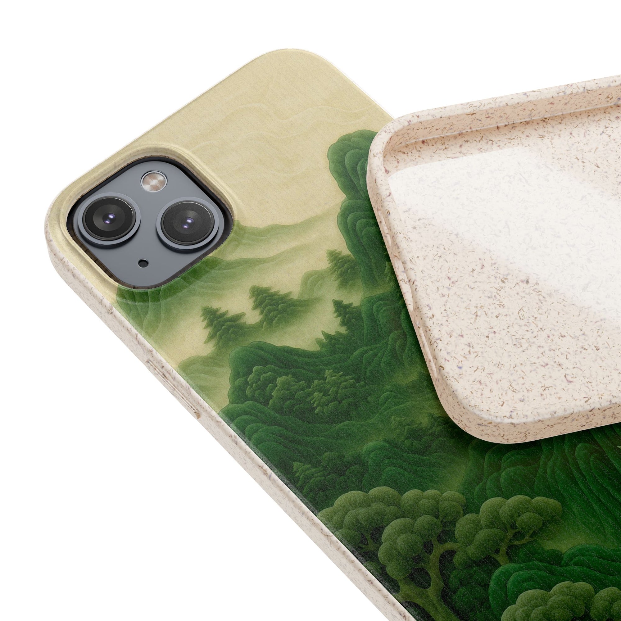 Eco-Friendly Biodegradable Phone Cases with Serene Mountain Landscape Design, Sustainable Gift, Nature Lover Accessory, Green Phone Cover,