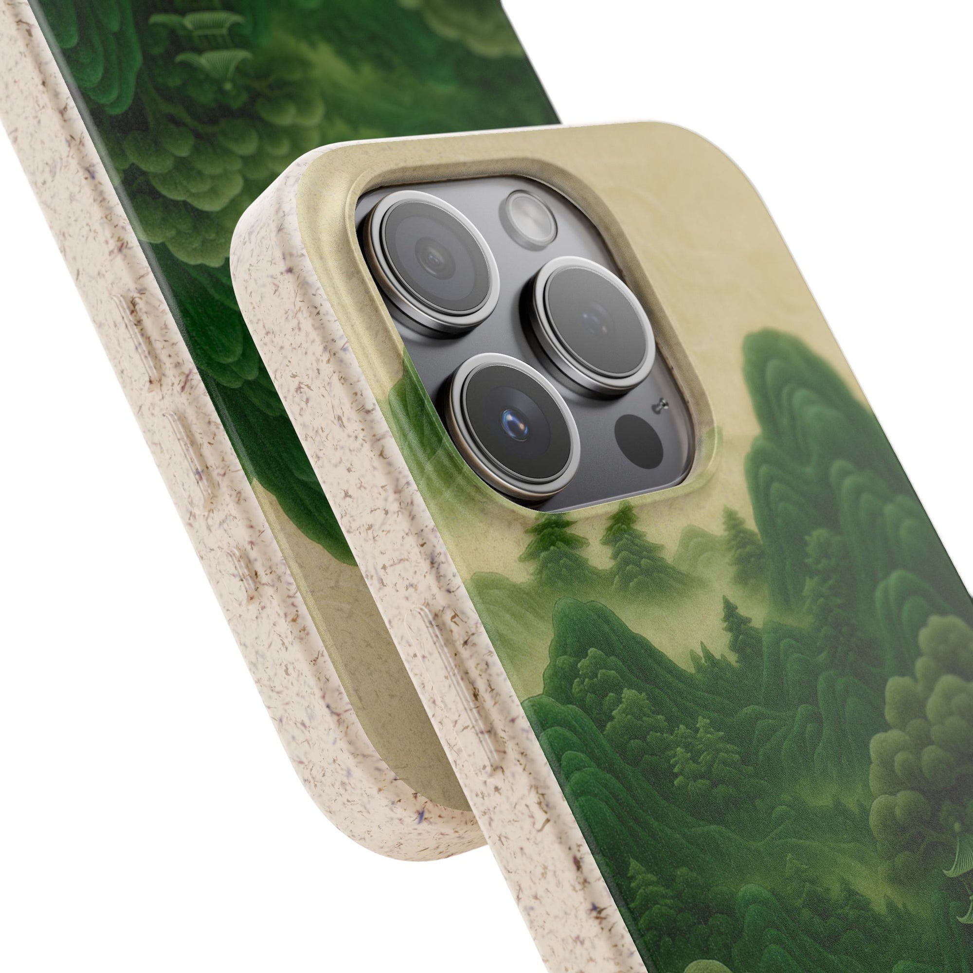 Eco-Friendly Biodegradable Phone Cases with Serene Mountain Landscape Design, Sustainable Gift, Nature Lover Accessory, Green Phone Cover,