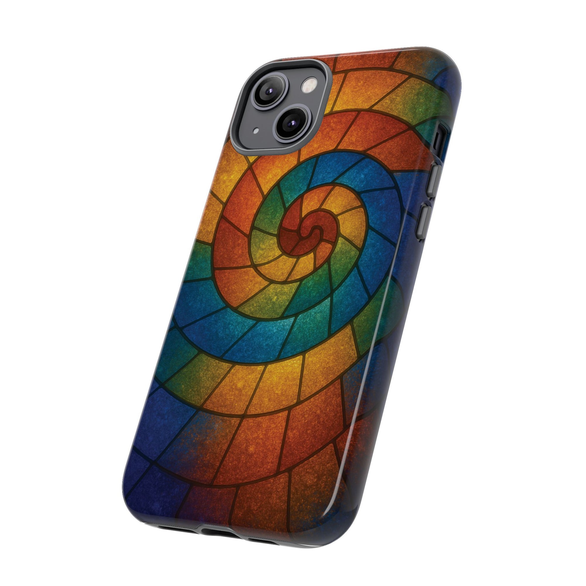 Stained Glass Spiral Colorful Phone Case, Vibrant Tough Phone Protector, Artistic Cell Phone Cover, Trendy Tech Accessories Samsung Galaxy S series and Apple iPhone series