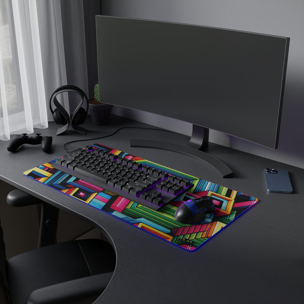 Colorful LED Gaming Mouse Pad - Vibrant Geometric Design for Gamers