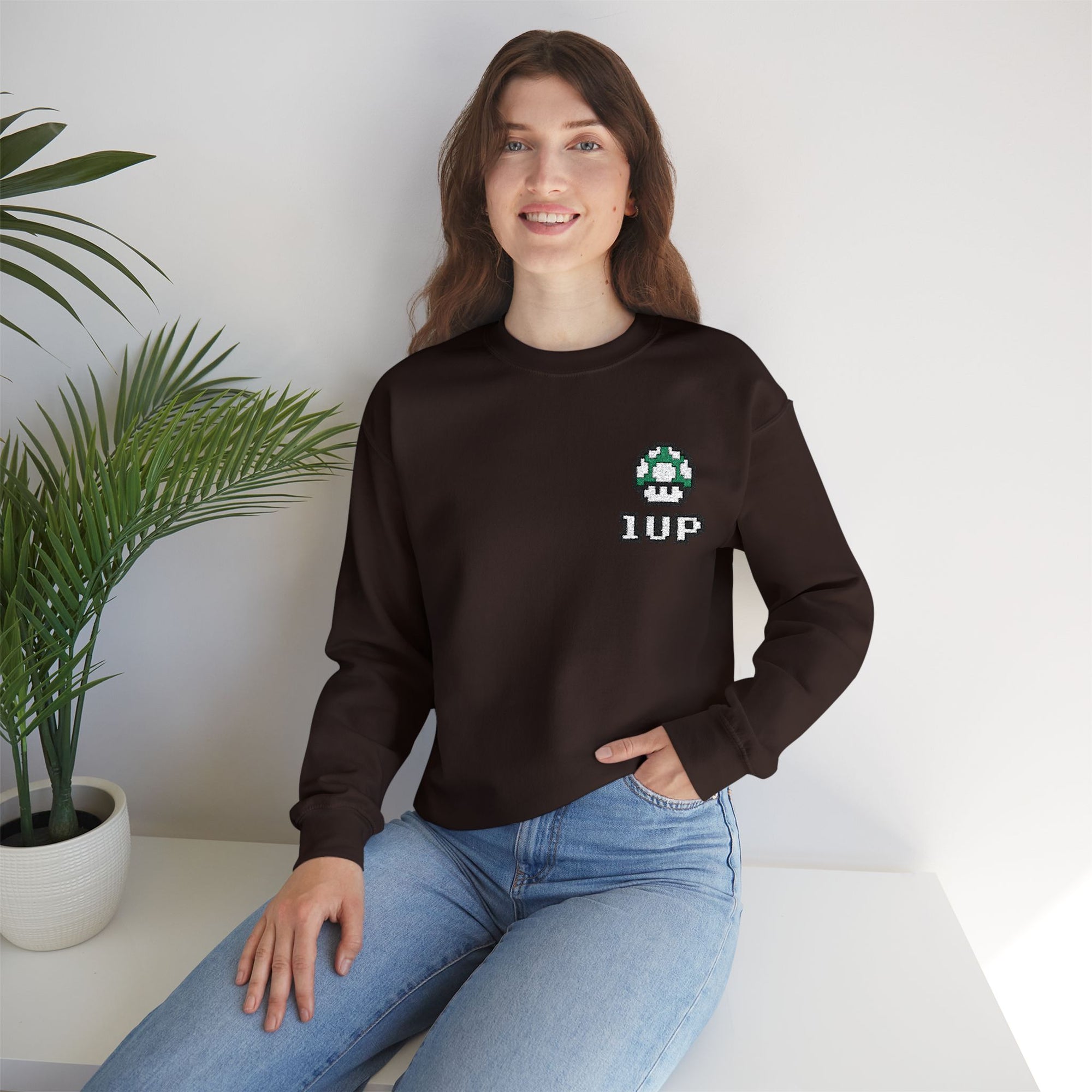 1UP Mushroom - Unisex Heavy Blend™ Crewneck Sweatshirt