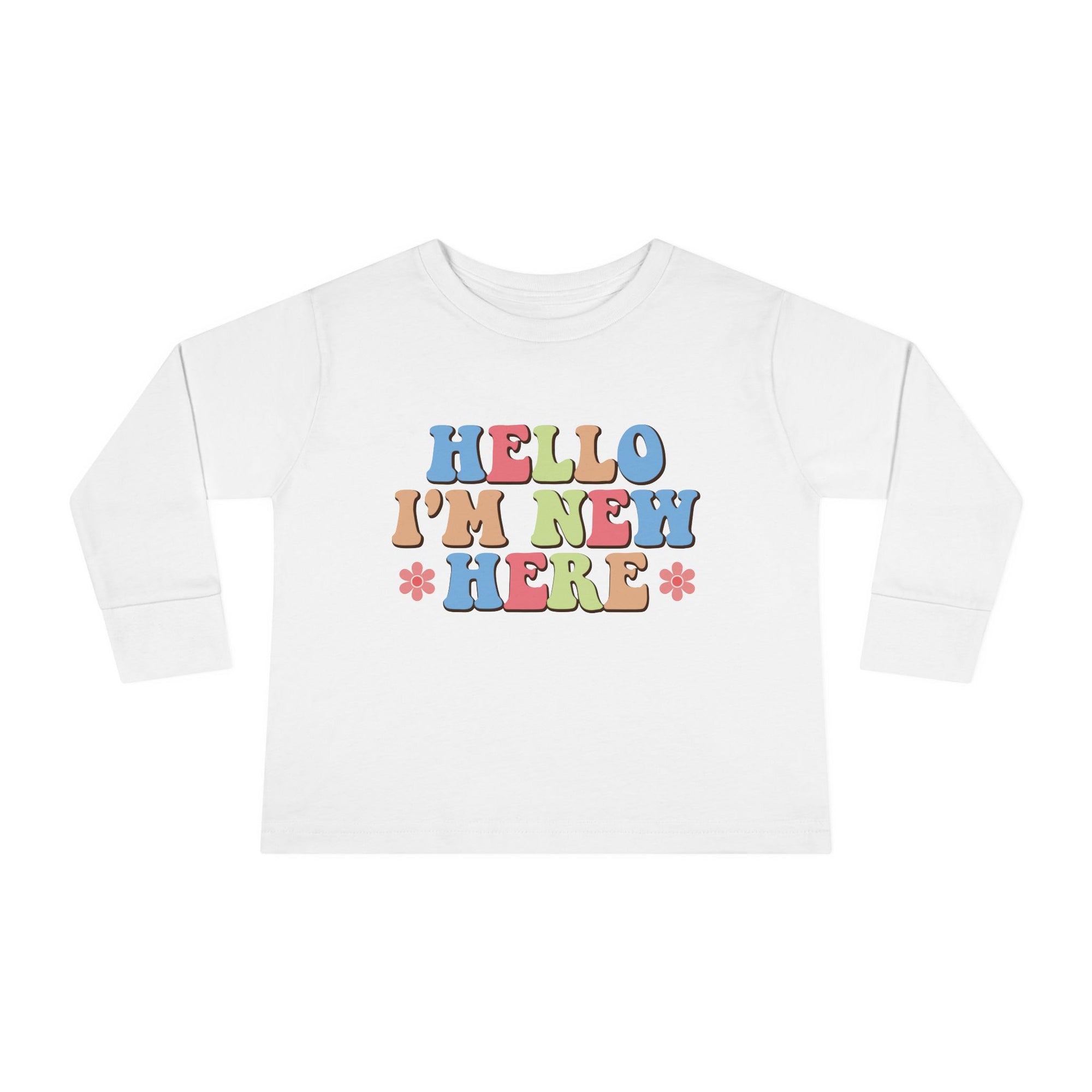 Toddler Long Sleeve Tee - "Hello I'm New Here" Playful Design for Newborns and Celebrations