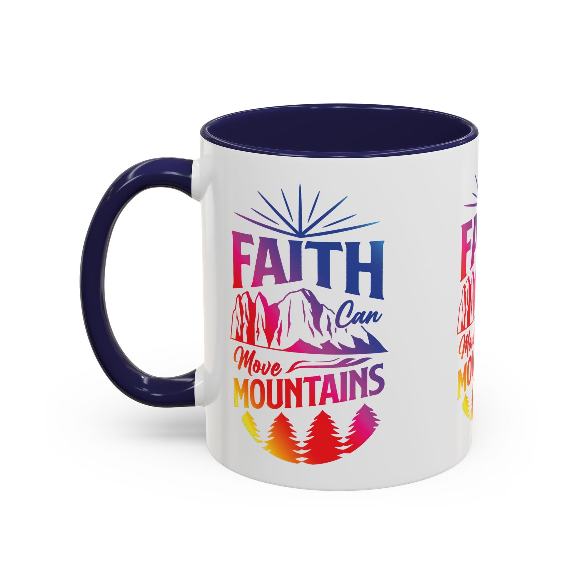 Faith Can Move Mountains Accent Coffee Mug - Inspirational Design