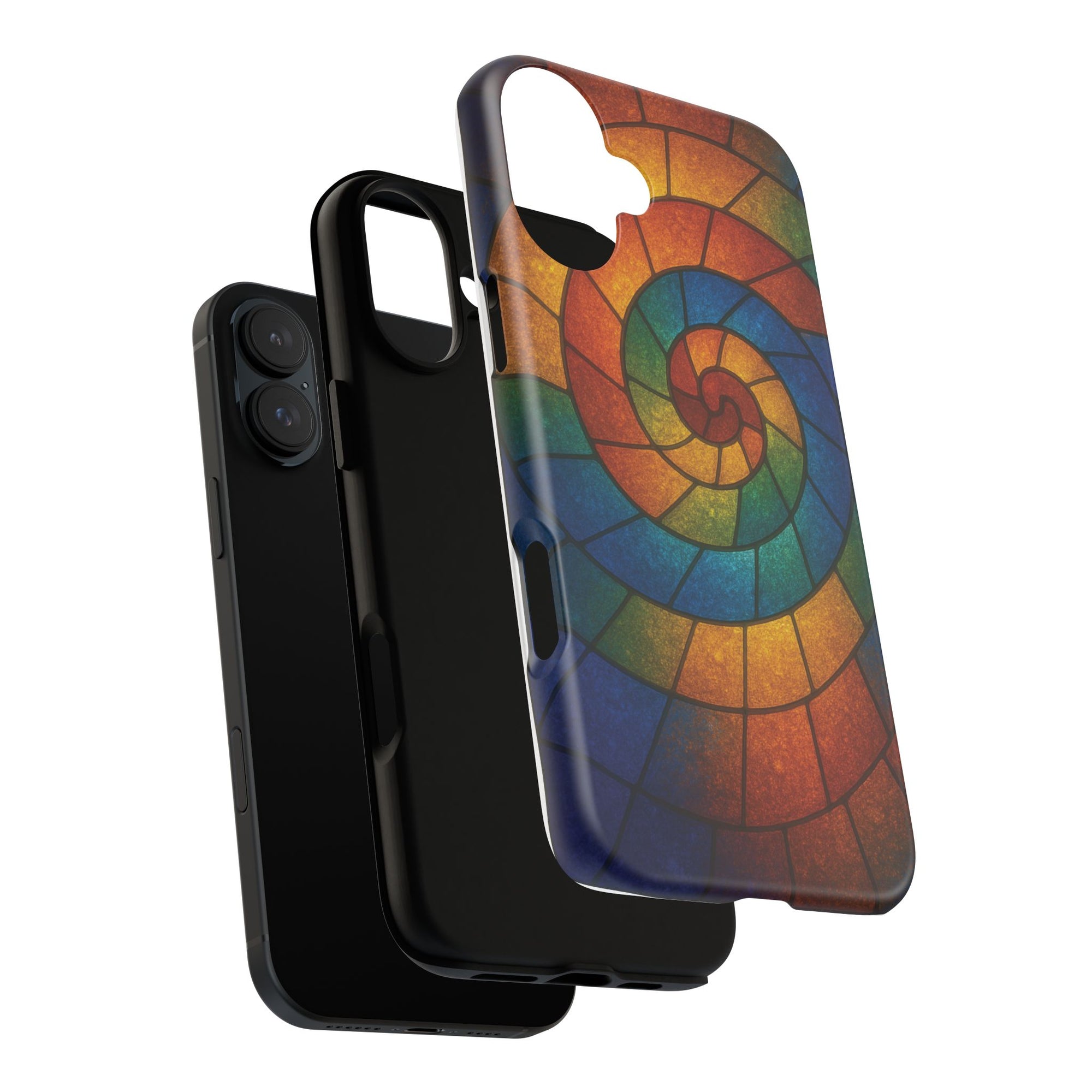 Stained Glass Spiral Colorful Phone Case, Vibrant Tough Phone Protector, Artistic Cell Phone Cover, Trendy Tech Accessories Samsung Galaxy S series and Apple iPhone series