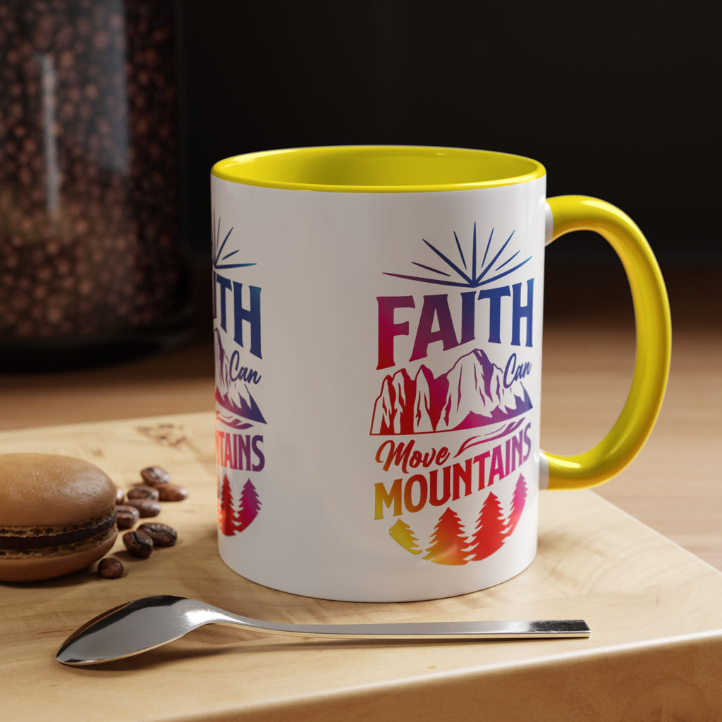 Faith Can Move Mountains Accent Coffee Mug - Inspirational Design