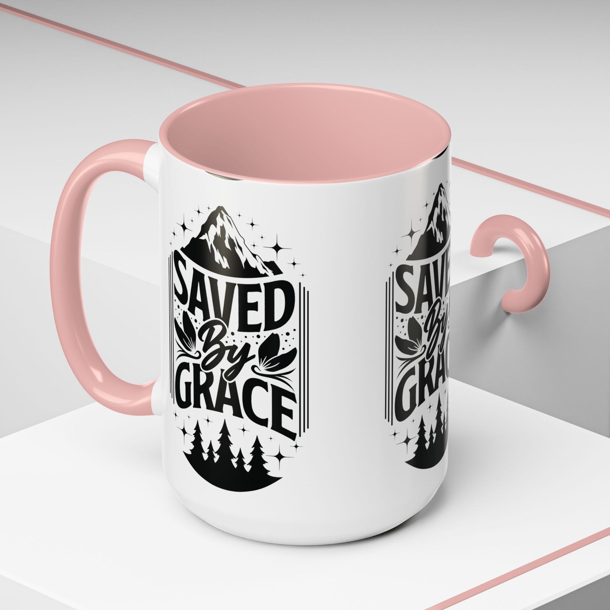 Saved by Grace Accent Coffee Mug - Inspirational Design