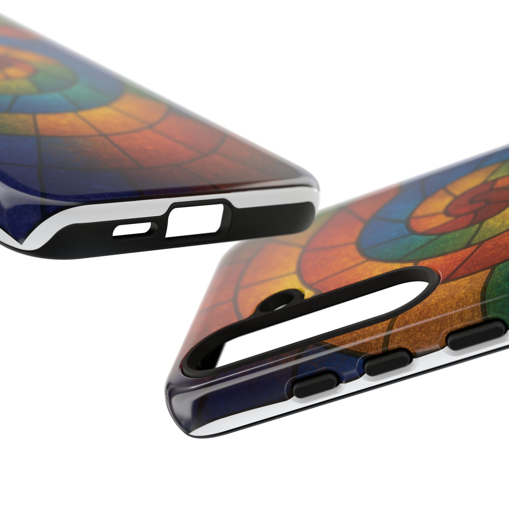 Stained Glass Spiral Colorful Phone Case, Vibrant Tough Phone Protector, Artistic Cell Phone Cover, Trendy Tech Accessories Samsung Galaxy S series and Apple iPhone series