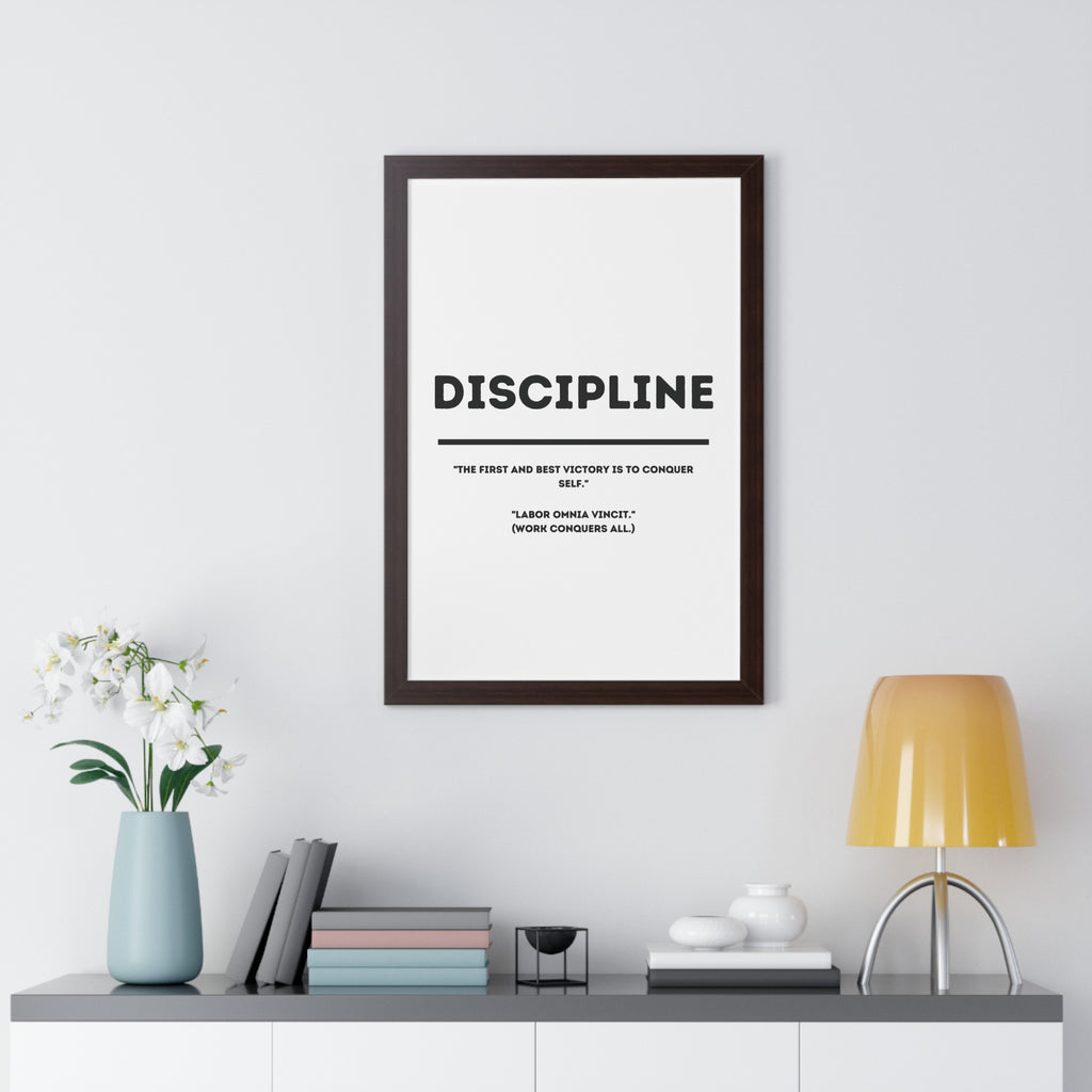 Minimalist in White (Discipline) - Framed Vertical Poster