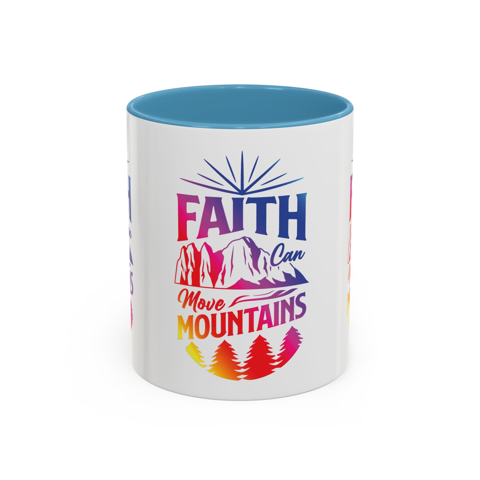 Faith Can Move Mountains Accent Coffee Mug - Inspirational Design