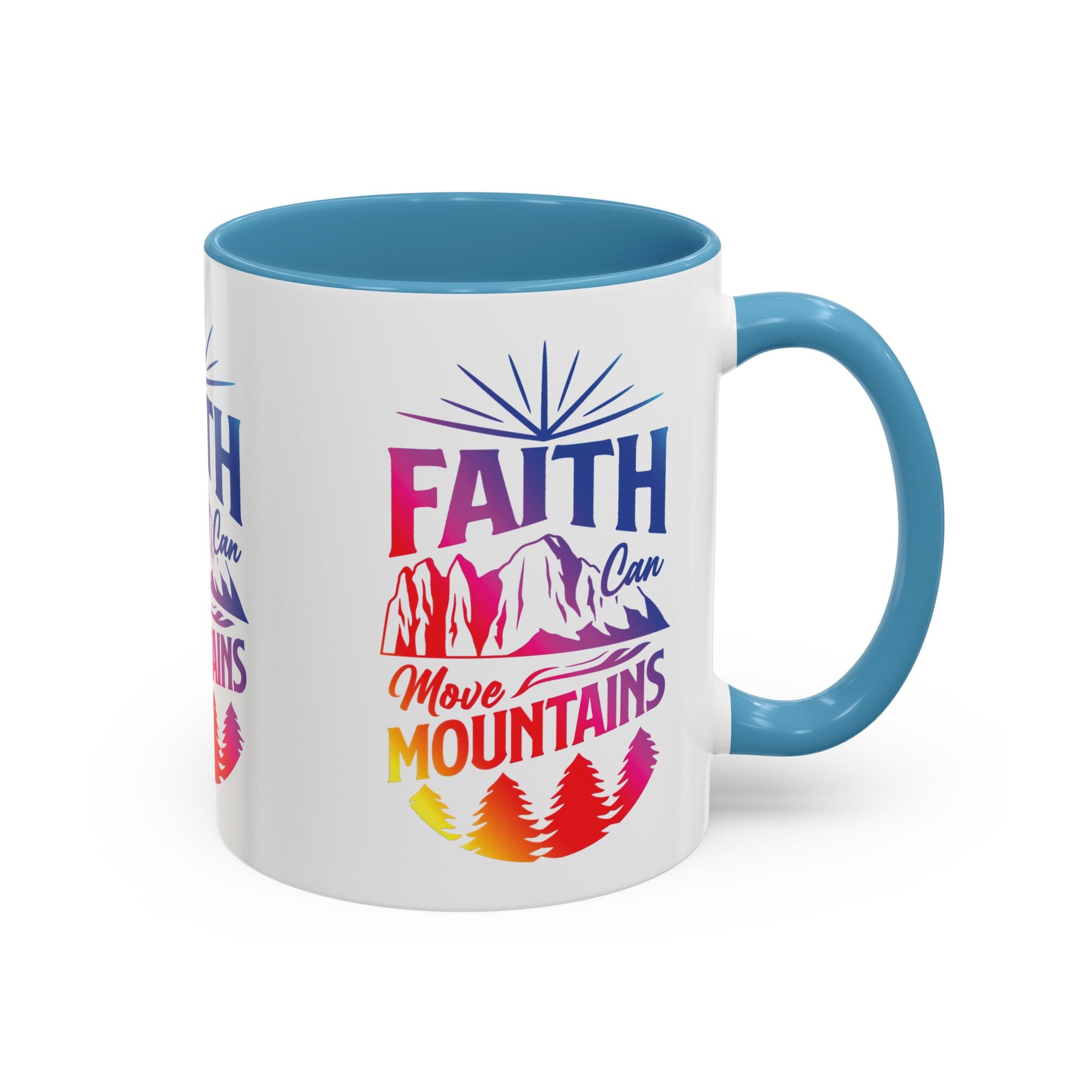 Faith Can Move Mountains Accent Coffee Mug - Inspirational Design