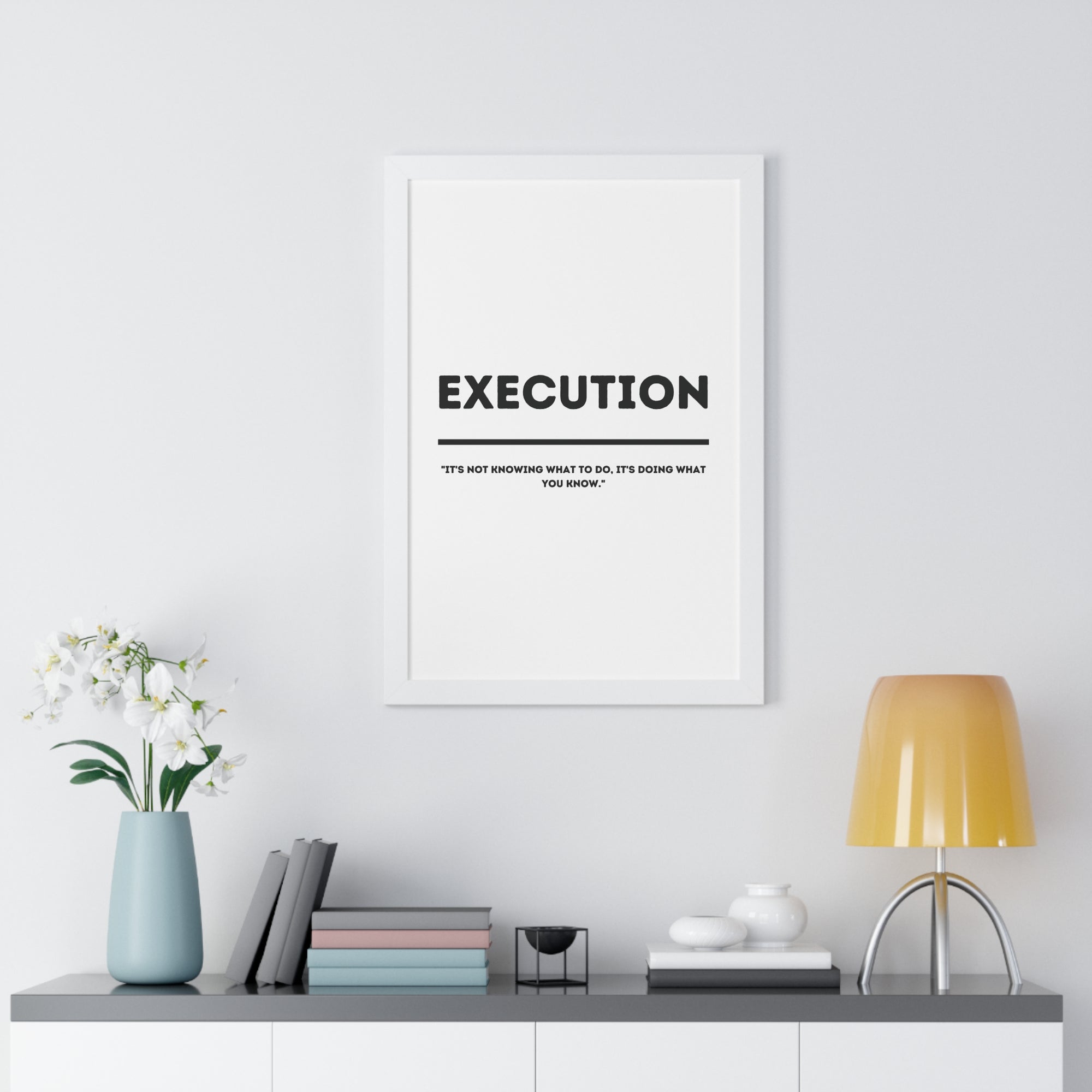Minimalist in White (Execution) - Framed Vertical Poster
