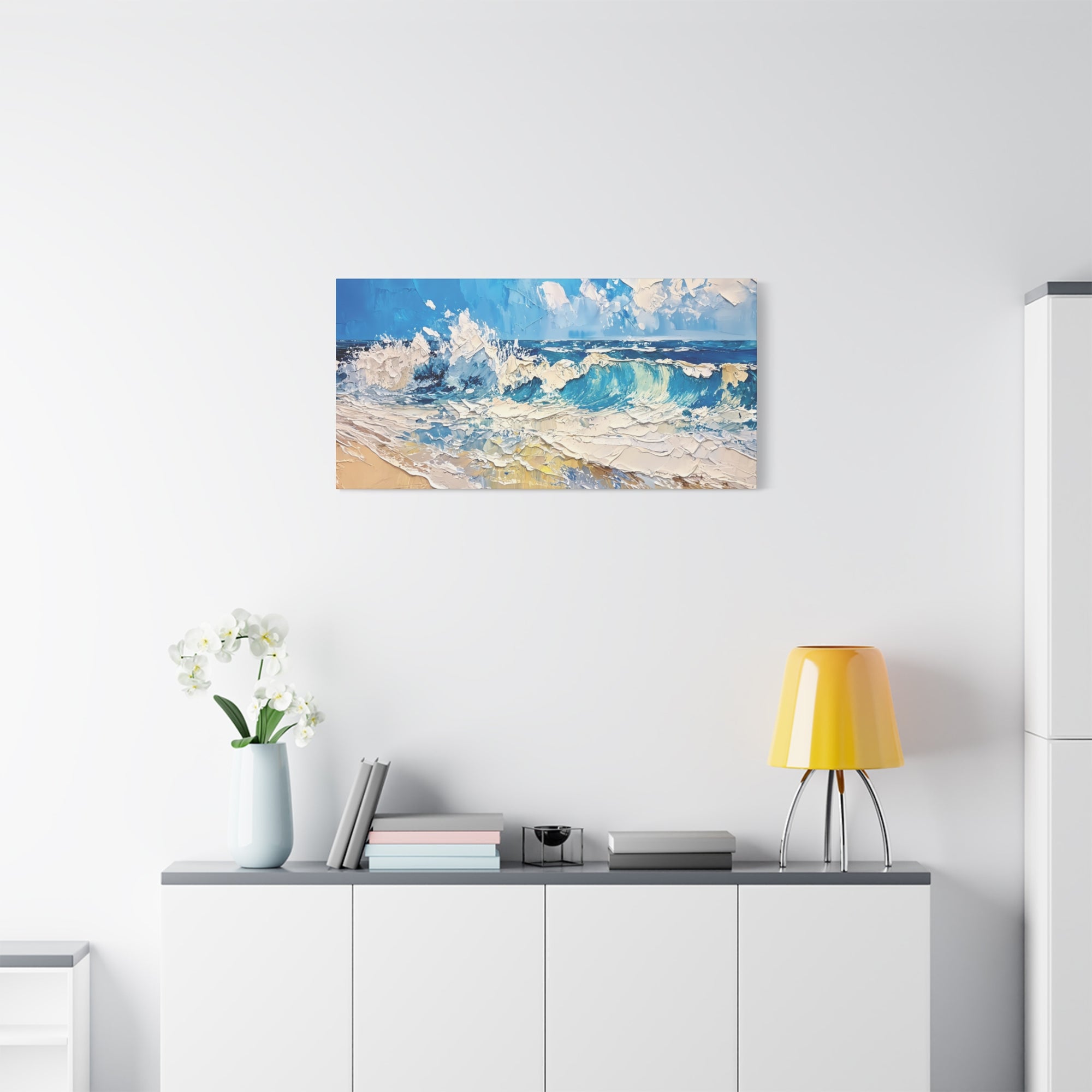 Ocean Wave Matte Canvas Art Print, Coastal Decor, Beach Wall Art, Seascape Impasto Style, Gift for Beach Lovers, Nature-Inspired Home Decor