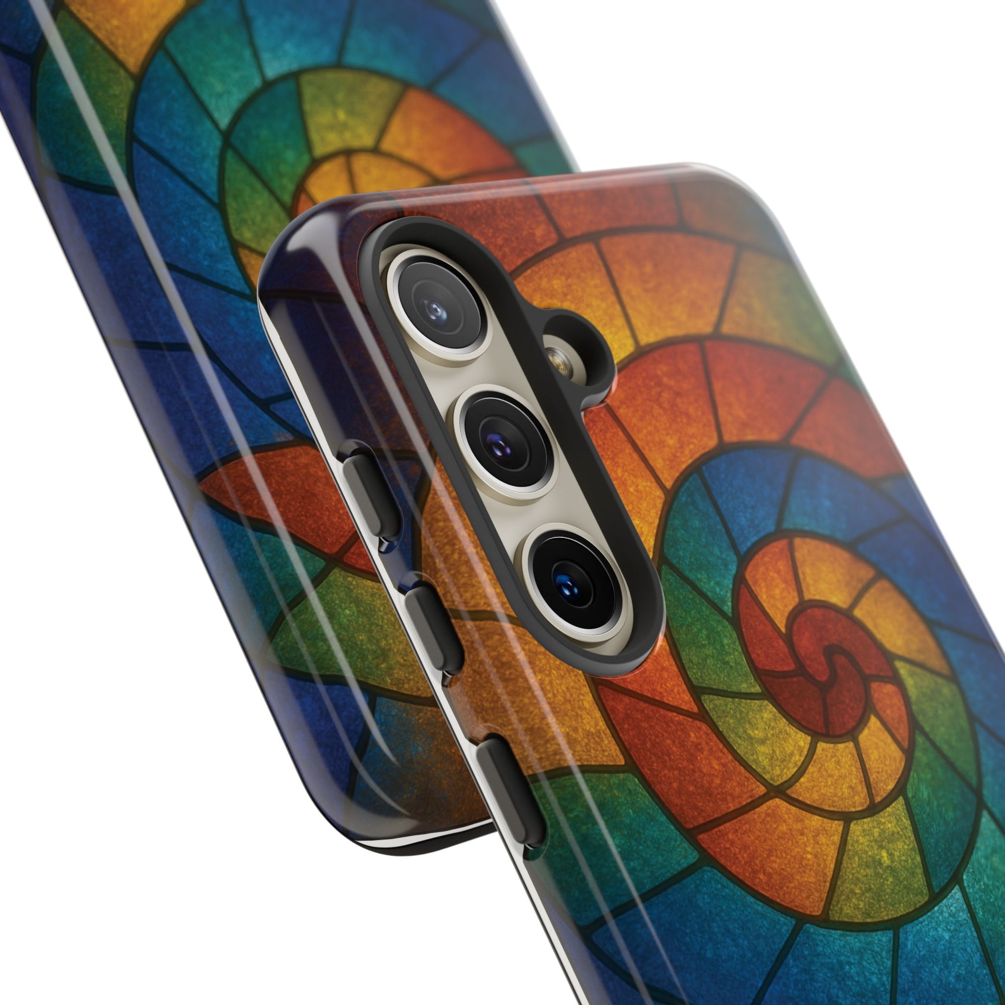 Stained Glass Spiral Colorful Phone Case, Vibrant Tough Phone Protector, Artistic Cell Phone Cover, Trendy Tech Accessories Samsung Galaxy S series and Apple iPhone series