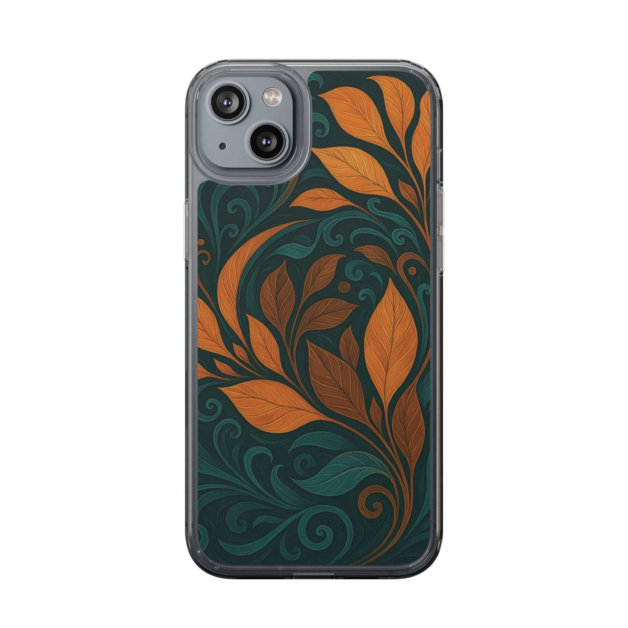 Bohemian Floral Clear Phone Case - Nature Lover's Gift, Botanical Design Phone Cover, Fall Aesthetic, Eco-Friendly Case, Custom Phone