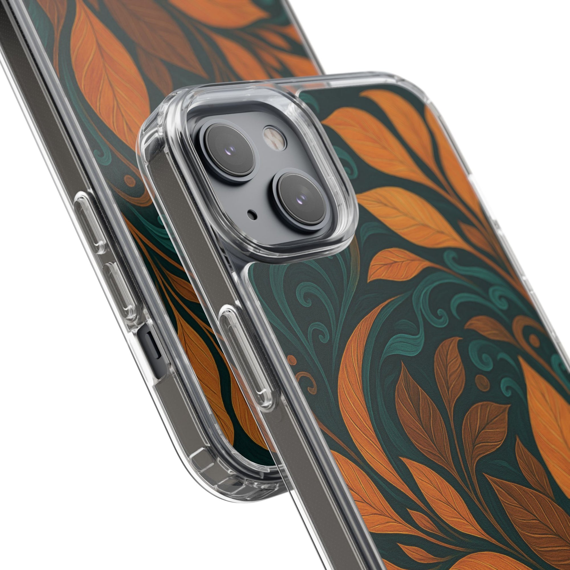 Bohemian Floral Clear Phone Case - Nature Lover's Gift, Botanical Design Phone Cover, Fall Aesthetic, Eco-Friendly Case, Custom Phone