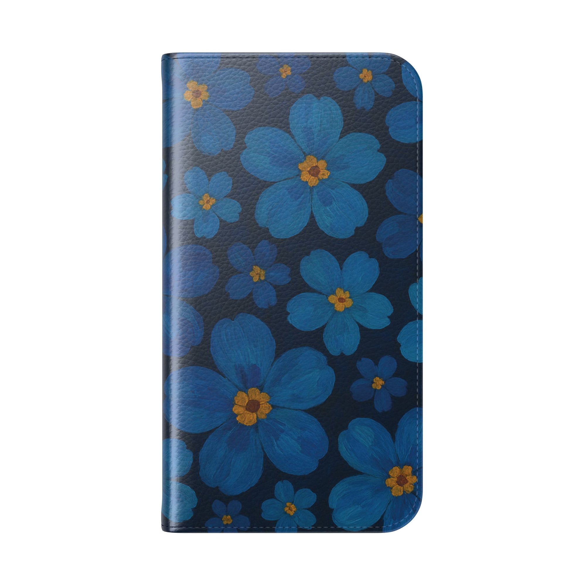 Floral Flip Phone Case - Elegant Blue Flower Design, Phone Accessory, Gift for Her, Trendy Organizer, Birthday, Mother's Day