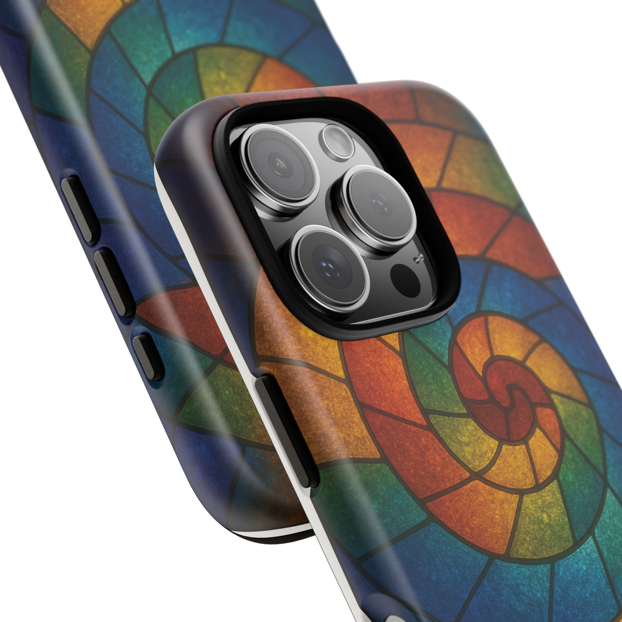 Stained Glass Spiral Colorful Phone Case, Vibrant Tough Phone Protector, Artistic Cell Phone Cover, Trendy Tech Accessories Samsung Galaxy S series and Apple iPhone series