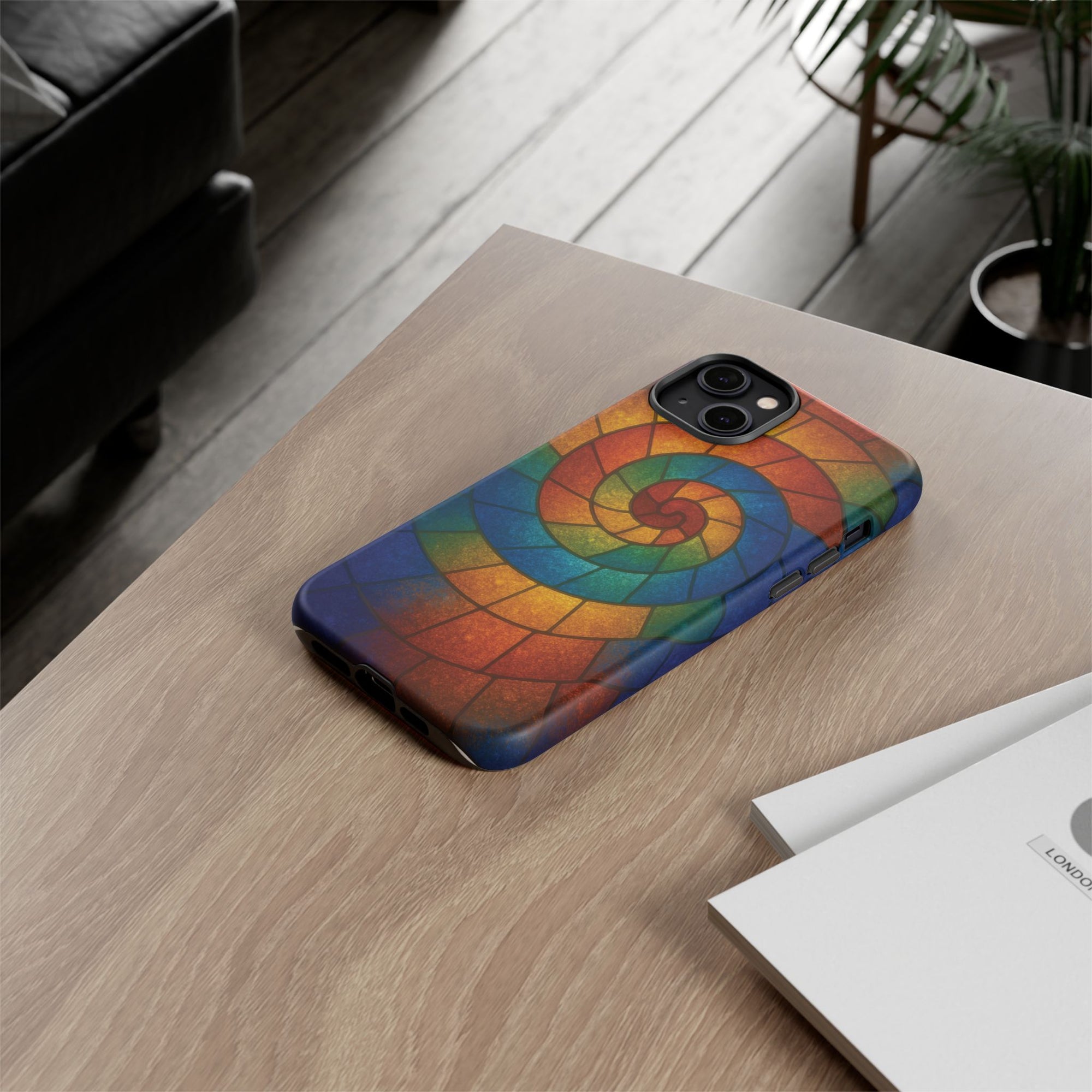 Stained Glass Spiral Colorful Phone Case, Vibrant Tough Phone Protector, Artistic Cell Phone Cover, Trendy Tech Accessories Samsung Galaxy S series and Apple iPhone series