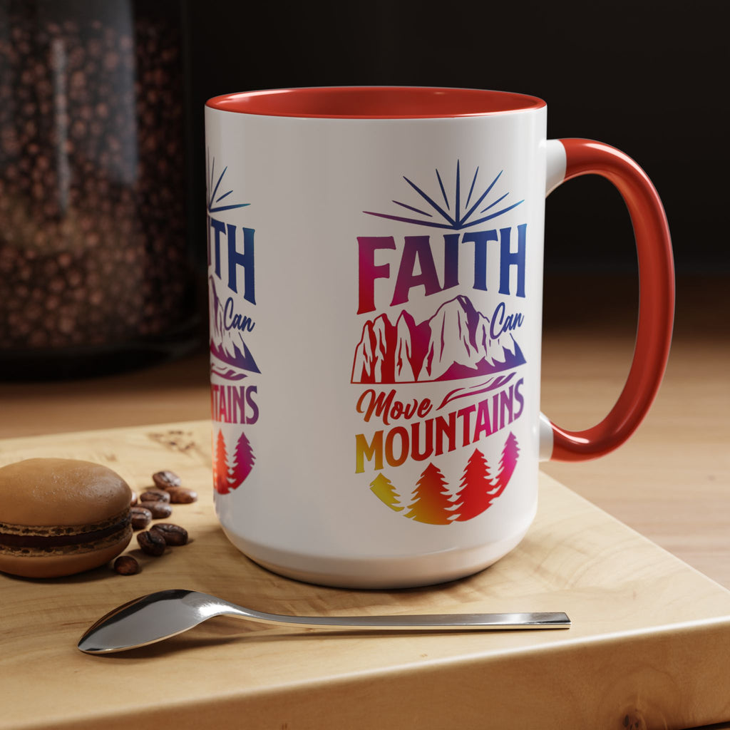 Faith Can Move Mountains Accent Coffee Mug - Inspirational Design