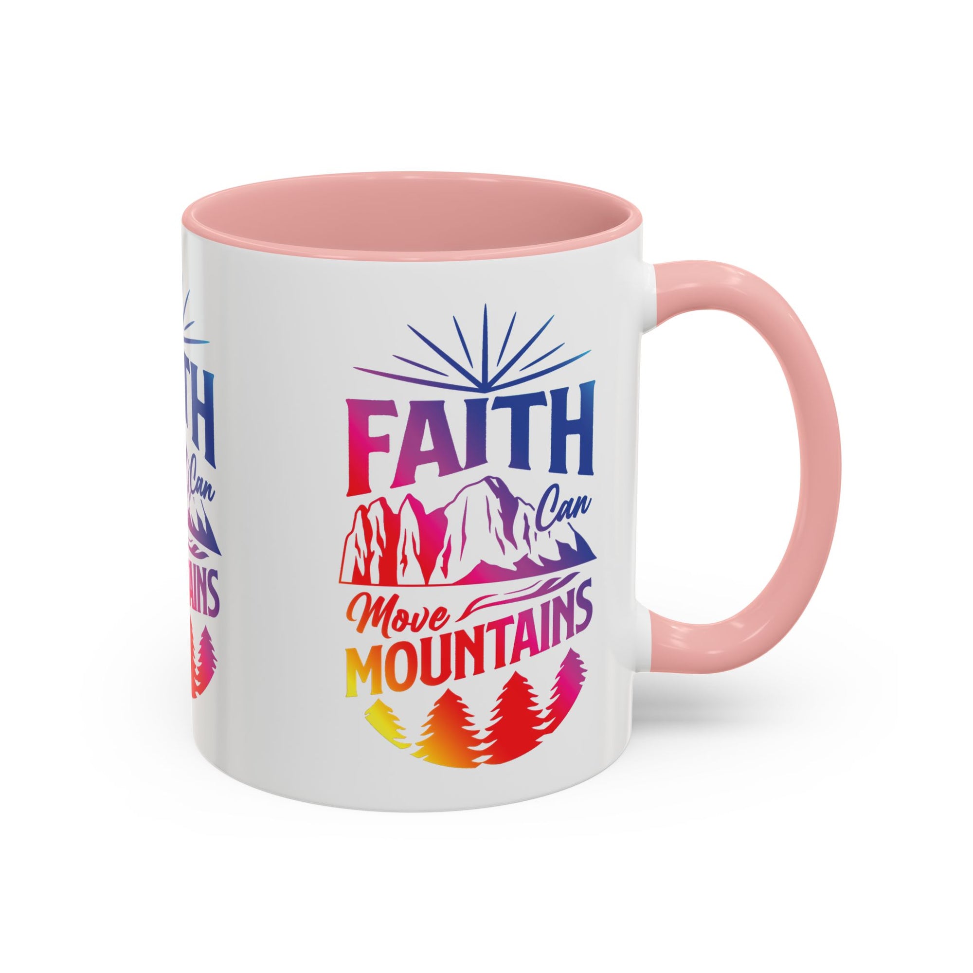 Faith Can Move Mountains Accent Coffee Mug - Inspirational Design