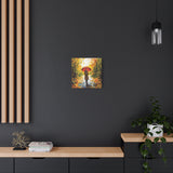 Autumn Serenity Canvas Wall Art, Perfect for Cozy Home Decor, Gift for Fall Lovers, Red Umbrella Art, Nature Photography Print