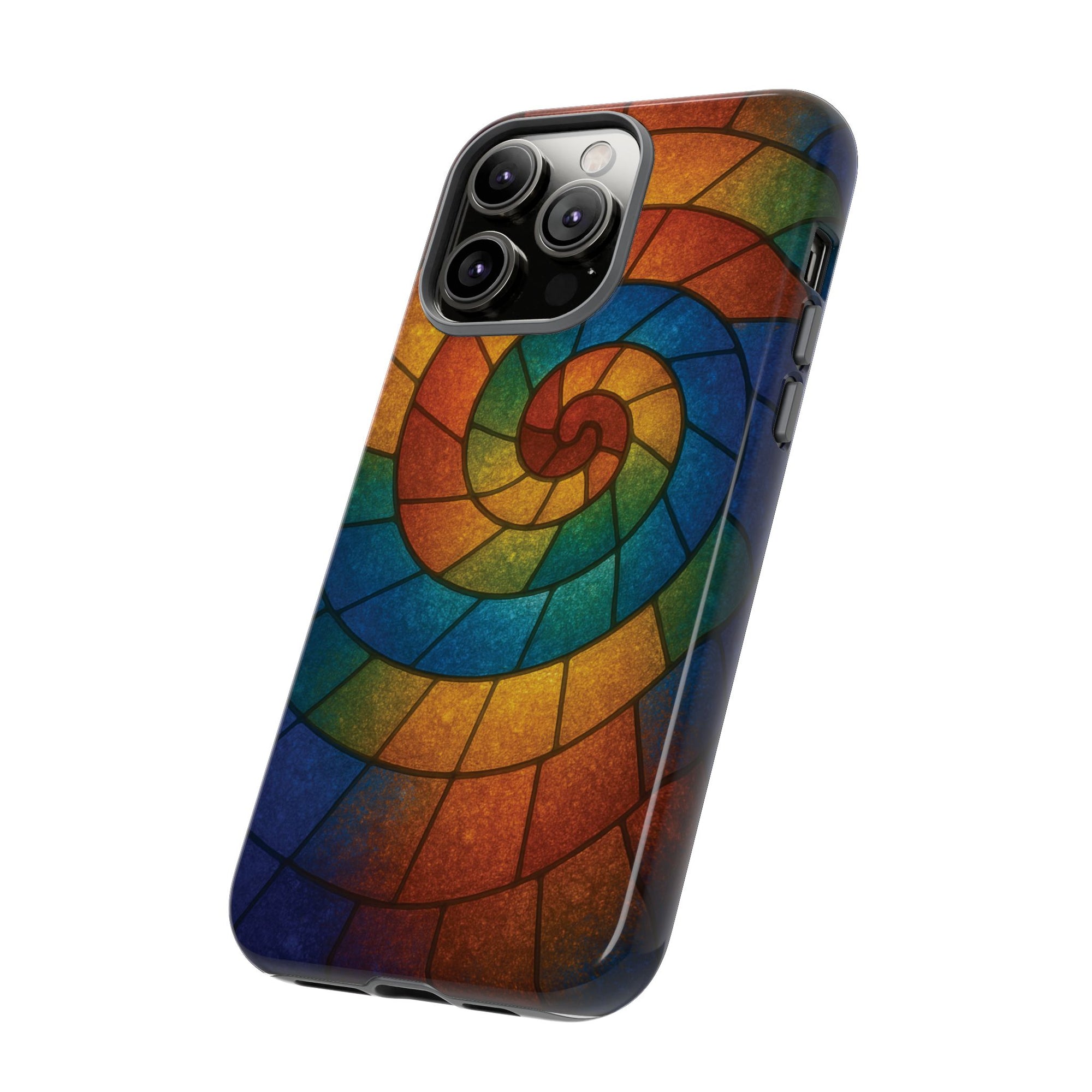 Stained Glass Spiral Colorful Phone Case, Vibrant Tough Phone Protector, Artistic Cell Phone Cover, Trendy Tech Accessories Samsung Galaxy S series and Apple iPhone series