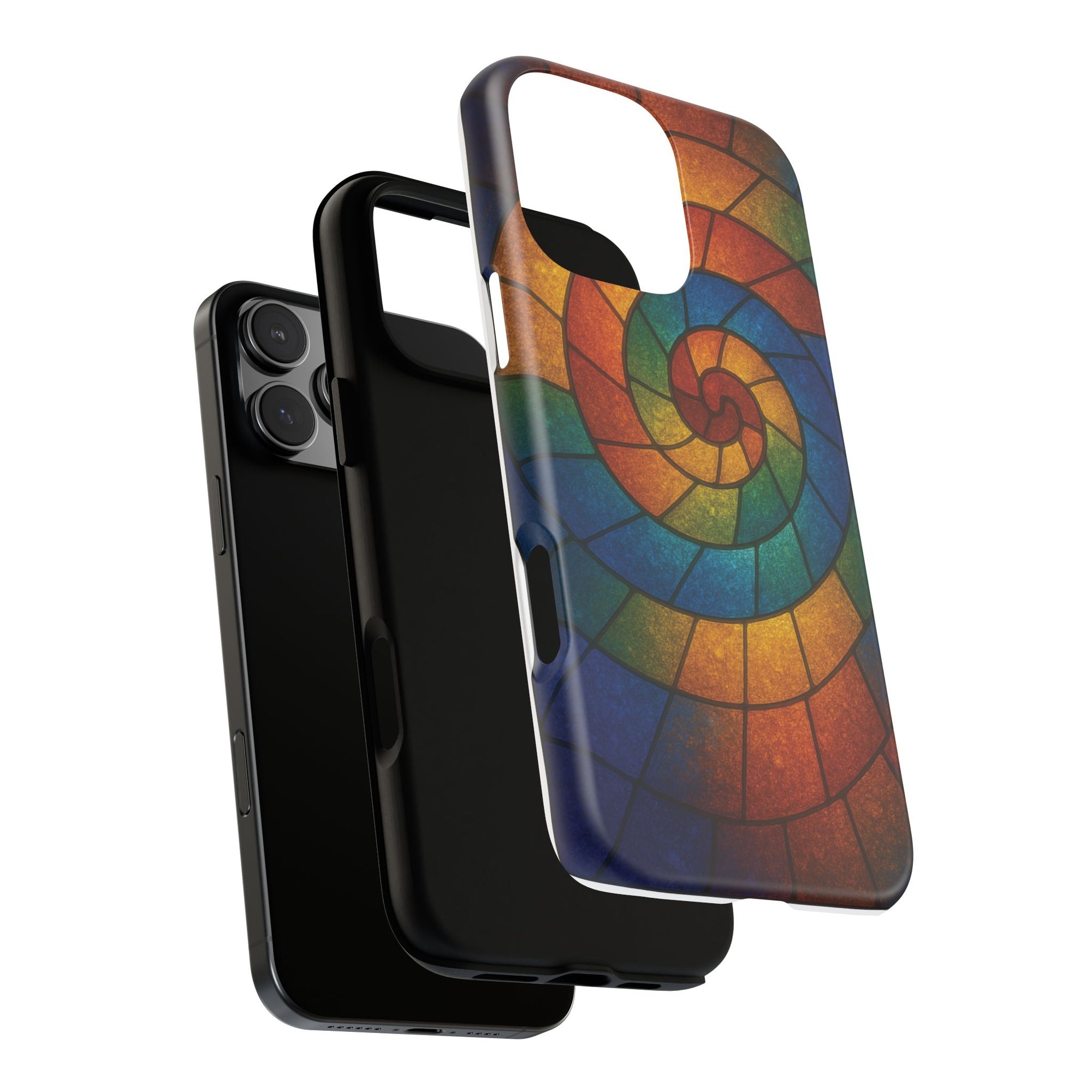 Stained Glass Spiral Colorful Phone Case, Vibrant Tough Phone Protector, Artistic Cell Phone Cover, Trendy Tech Accessories Samsung Galaxy S series and Apple iPhone series