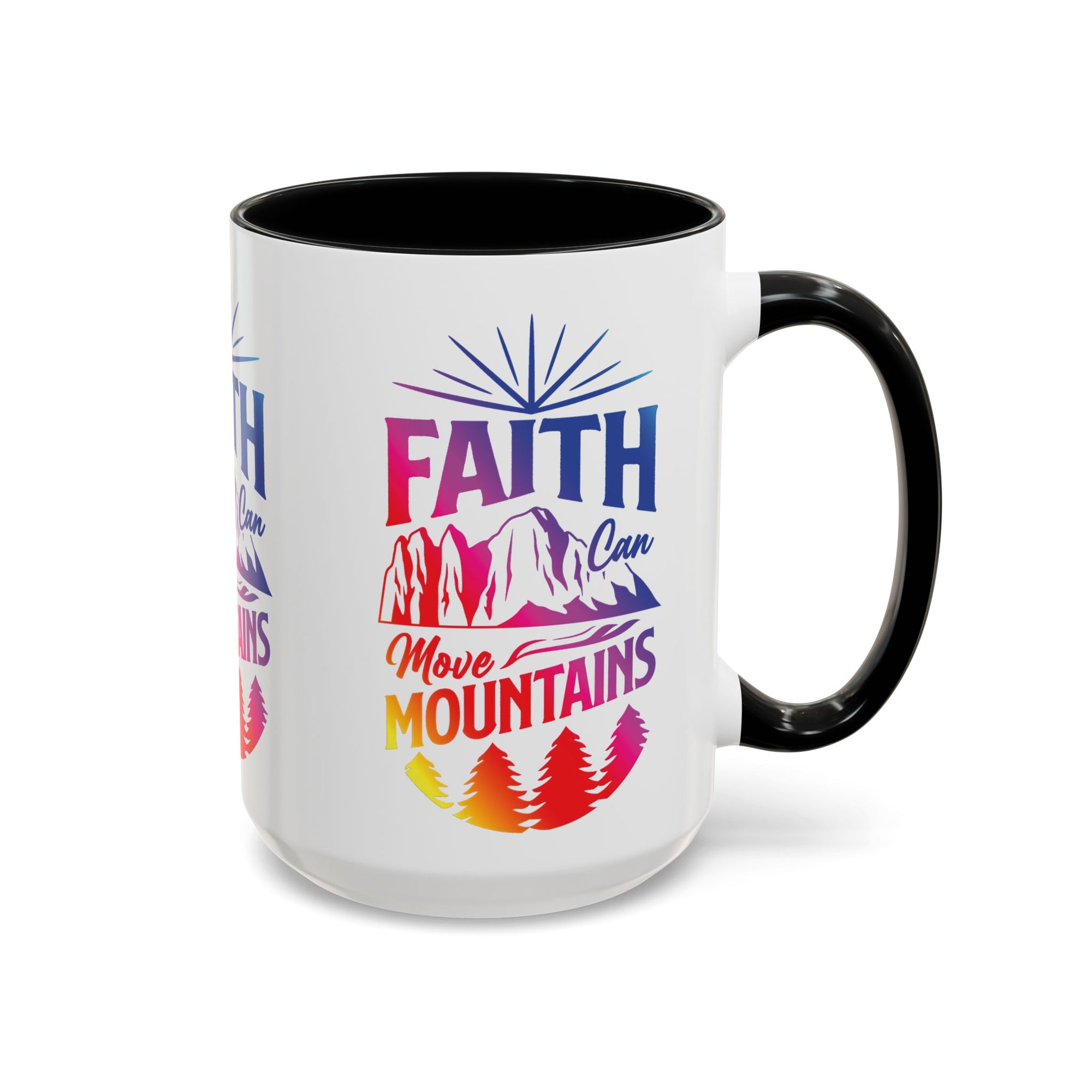 Faith Can Move Mountains Accent Coffee Mug - Inspirational Design