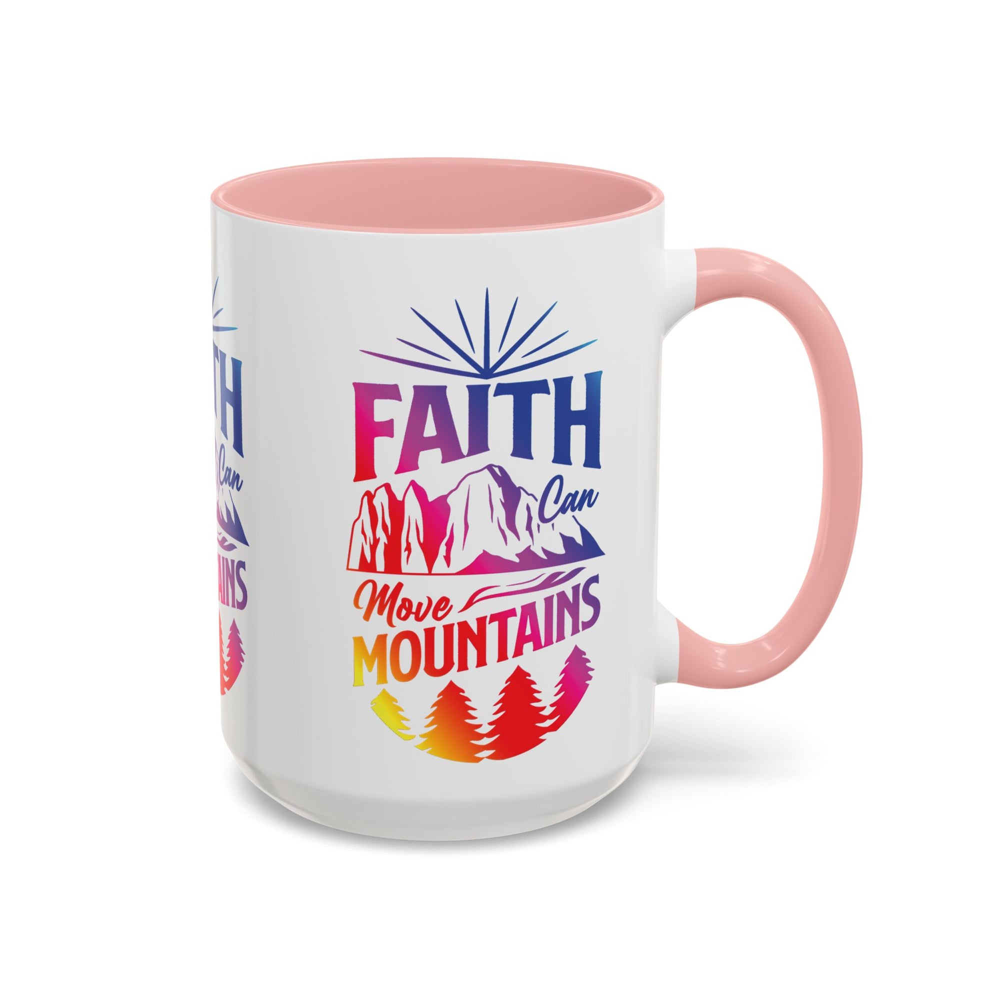 Faith Can Move Mountains Accent Coffee Mug - Inspirational Design