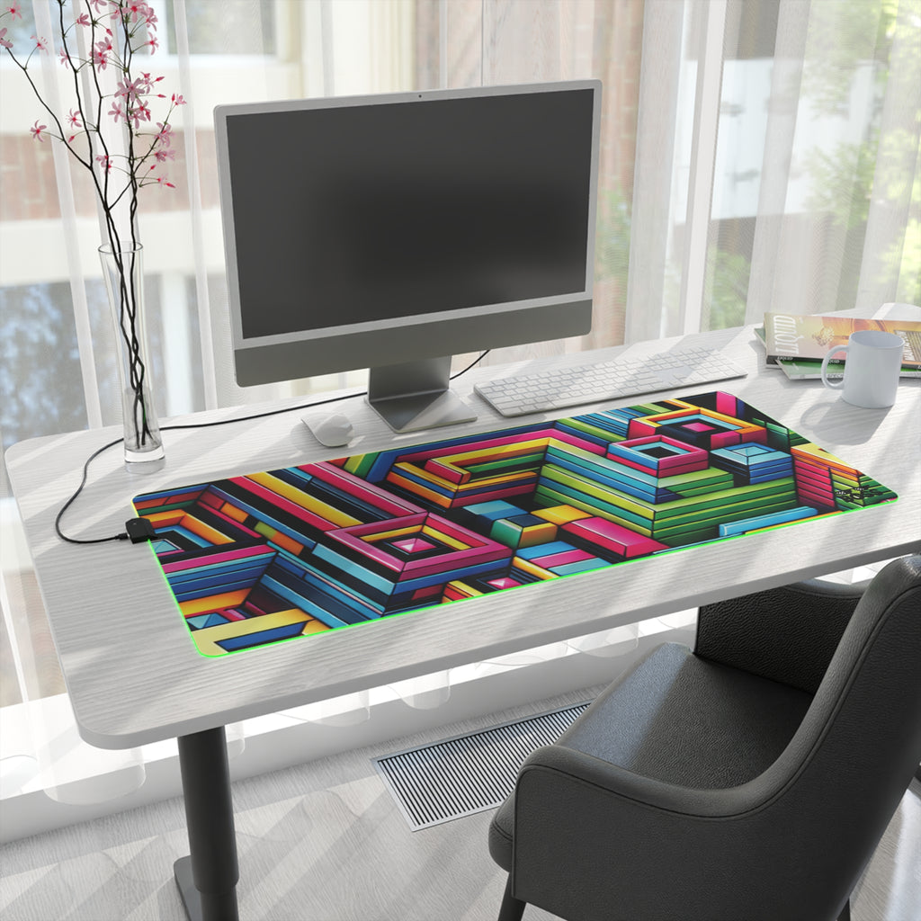 Colorful LED Gaming Mouse Pad - Vibrant Geometric Design for Gamers