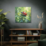 Ladybug Canvas Art Print, Nature Home Decor, Insect Wall Art, Greenery Artwork, Gift for Nature Lovers