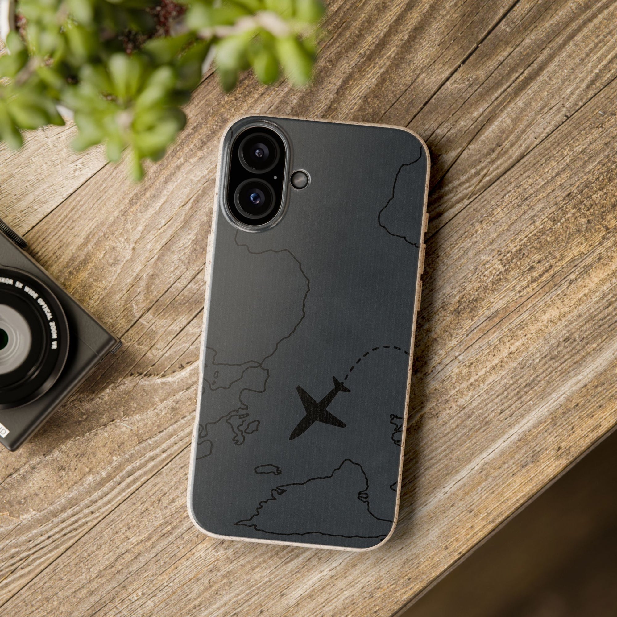 Airplane Map Biodegradable Phone Case, Eco-Friendly Phone Cover, Travel Gift, Sustainable Accessory, Nature Lover Gift