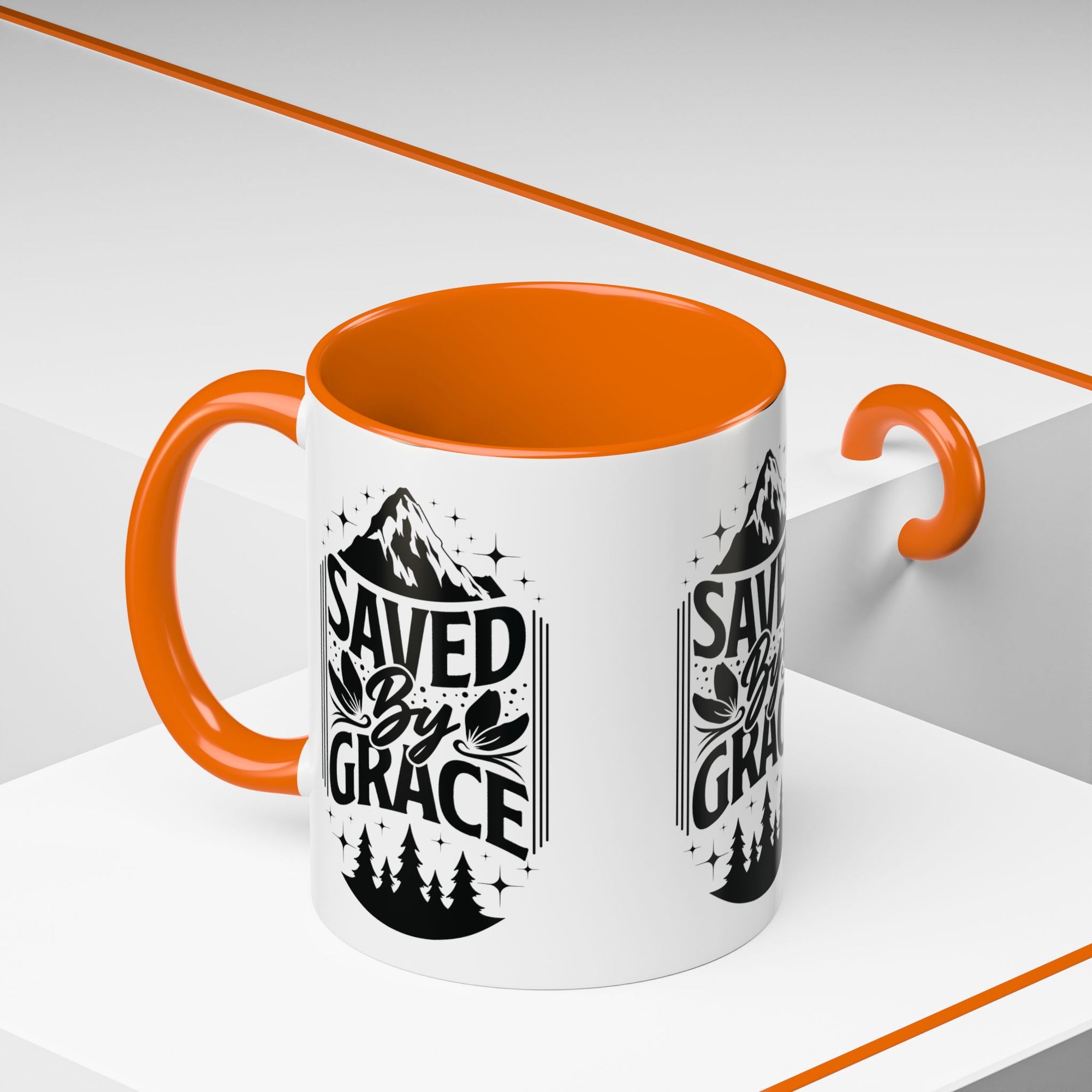 Saved by Grace Accent Coffee Mug - Inspirational Design