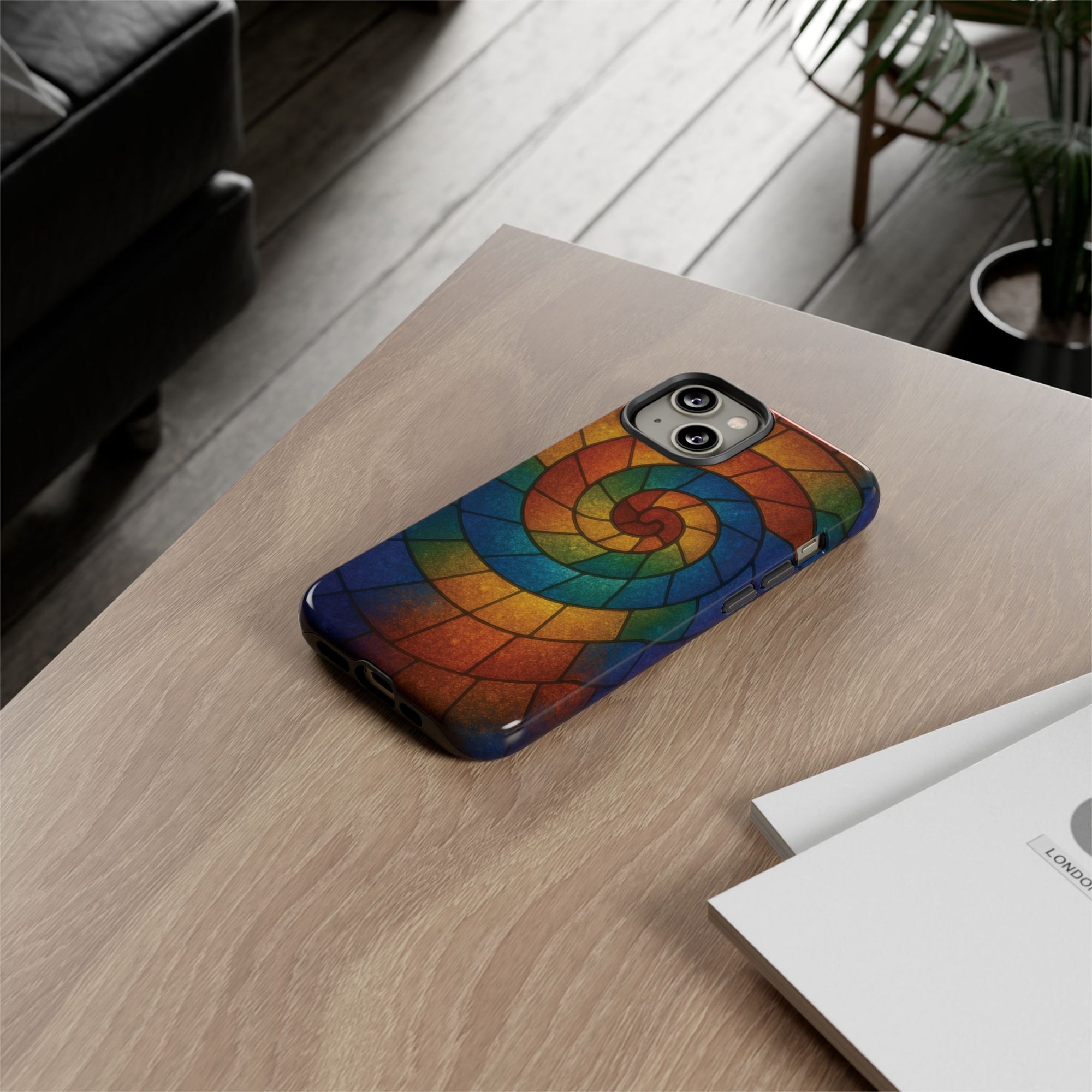Stained Glass Spiral Colorful Phone Case, Vibrant Tough Phone Protector, Artistic Cell Phone Cover, Trendy Tech Accessories Samsung Galaxy S series and Apple iPhone series