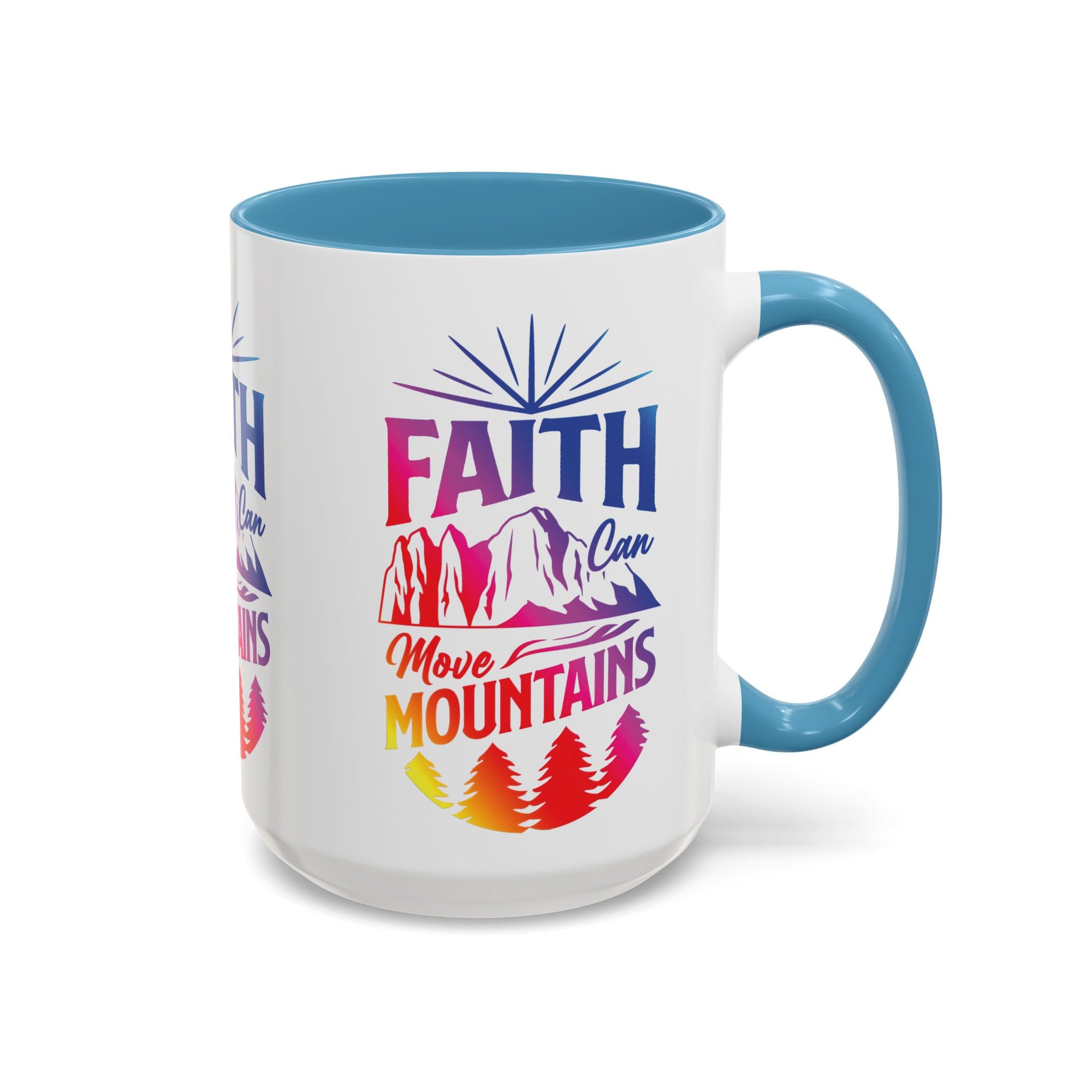 Faith Can Move Mountains Accent Coffee Mug - Inspirational Design