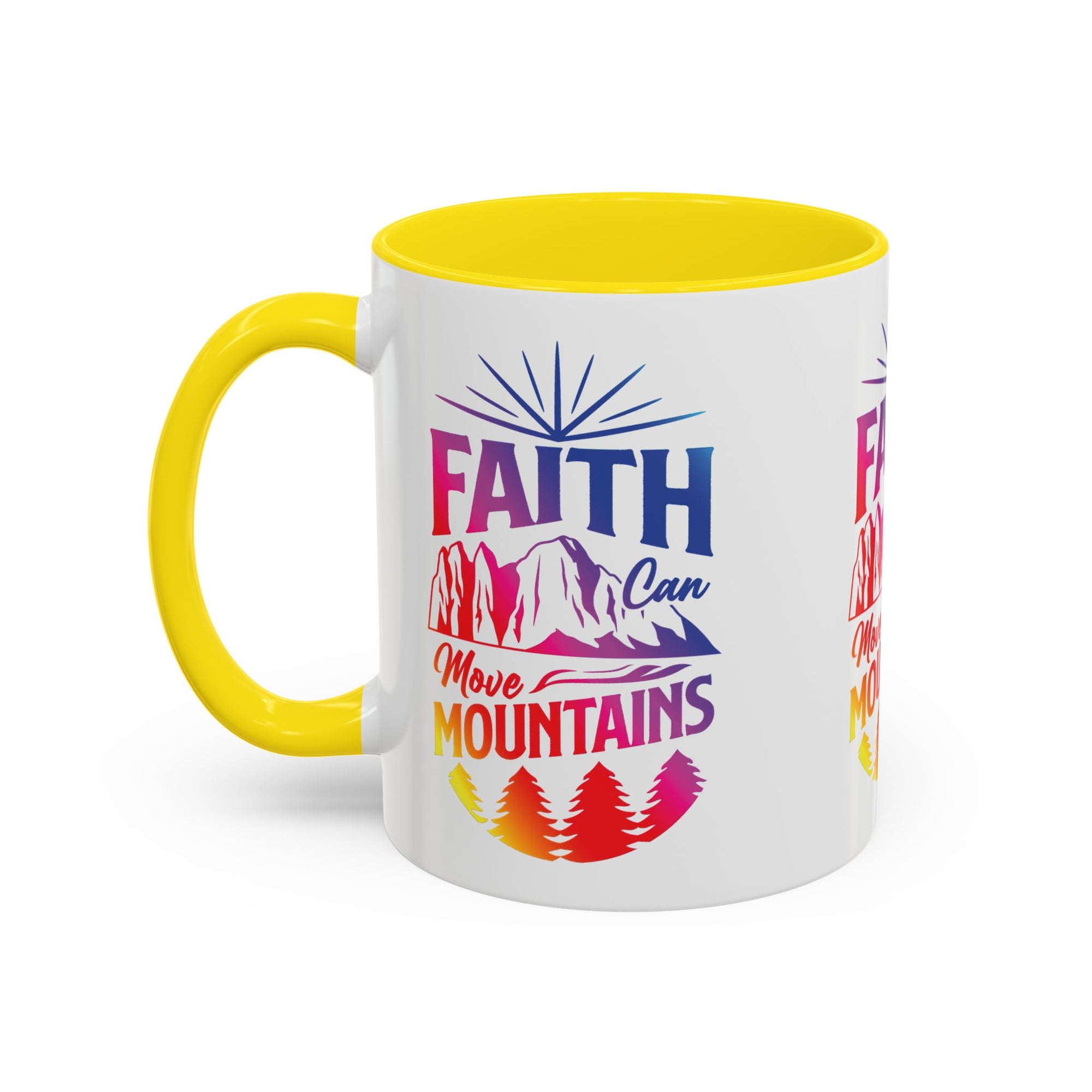 Faith Can Move Mountains Accent Coffee Mug - Inspirational Design