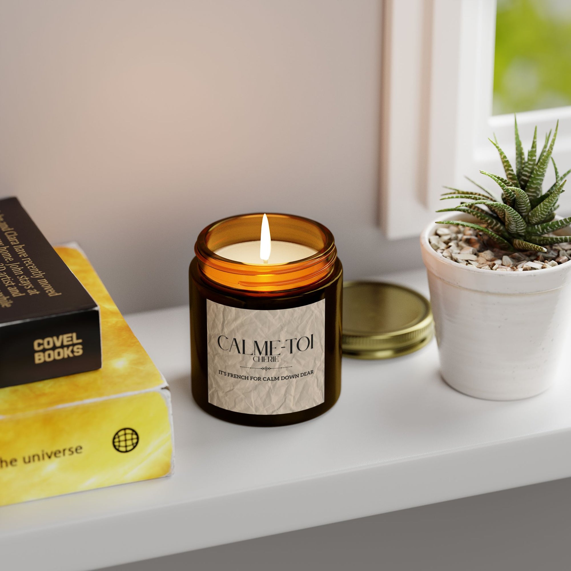 Calm Down Candle | Scented Coconut Apricot Wax, Self-Care Gift, Home Decor, Relaxation, Spa Experience, Mindfulness, Funny Gifts for Better-half