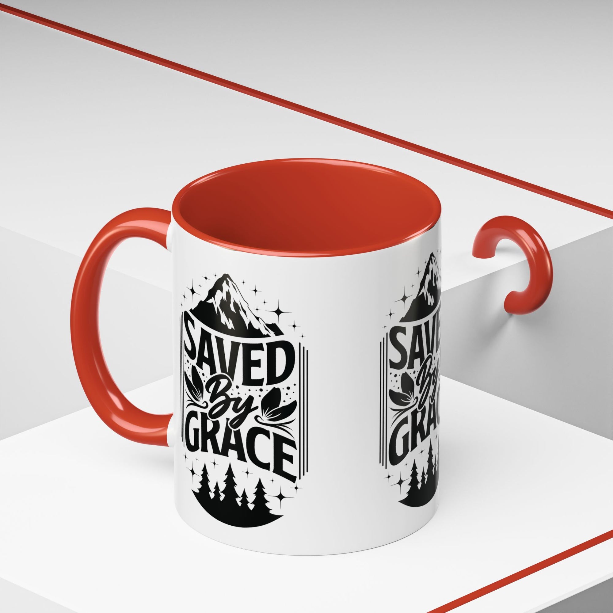 Saved by Grace Accent Coffee Mug - Inspirational Design