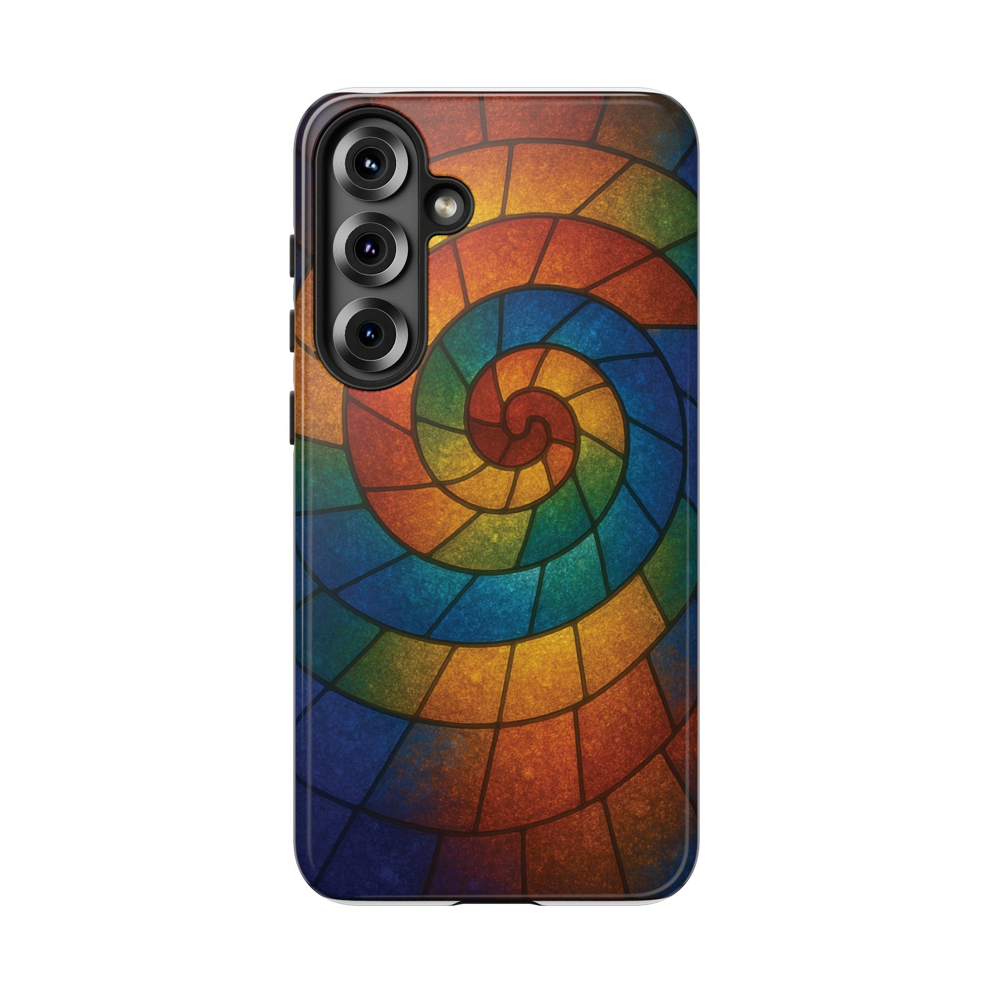 Stained Glass Spiral Colorful Phone Case, Vibrant Tough Phone Protector, Artistic Cell Phone Cover, Trendy Tech Accessories Samsung Galaxy S series and Apple iPhone series