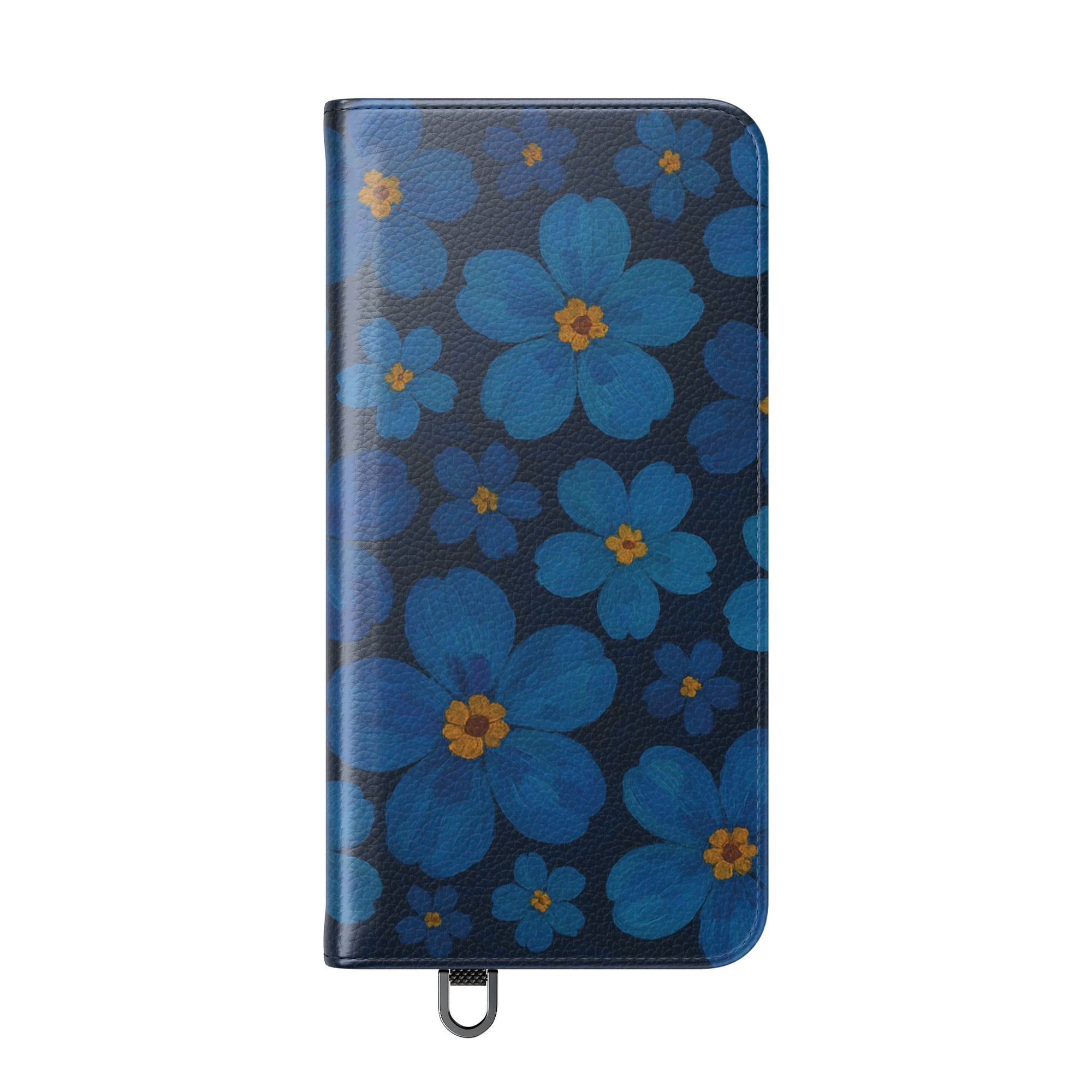 Floral Flip Phone Case - Elegant Blue Flower Design, Phone Accessory, Gift for Her, Trendy Organizer, Birthday, Mother's Day
