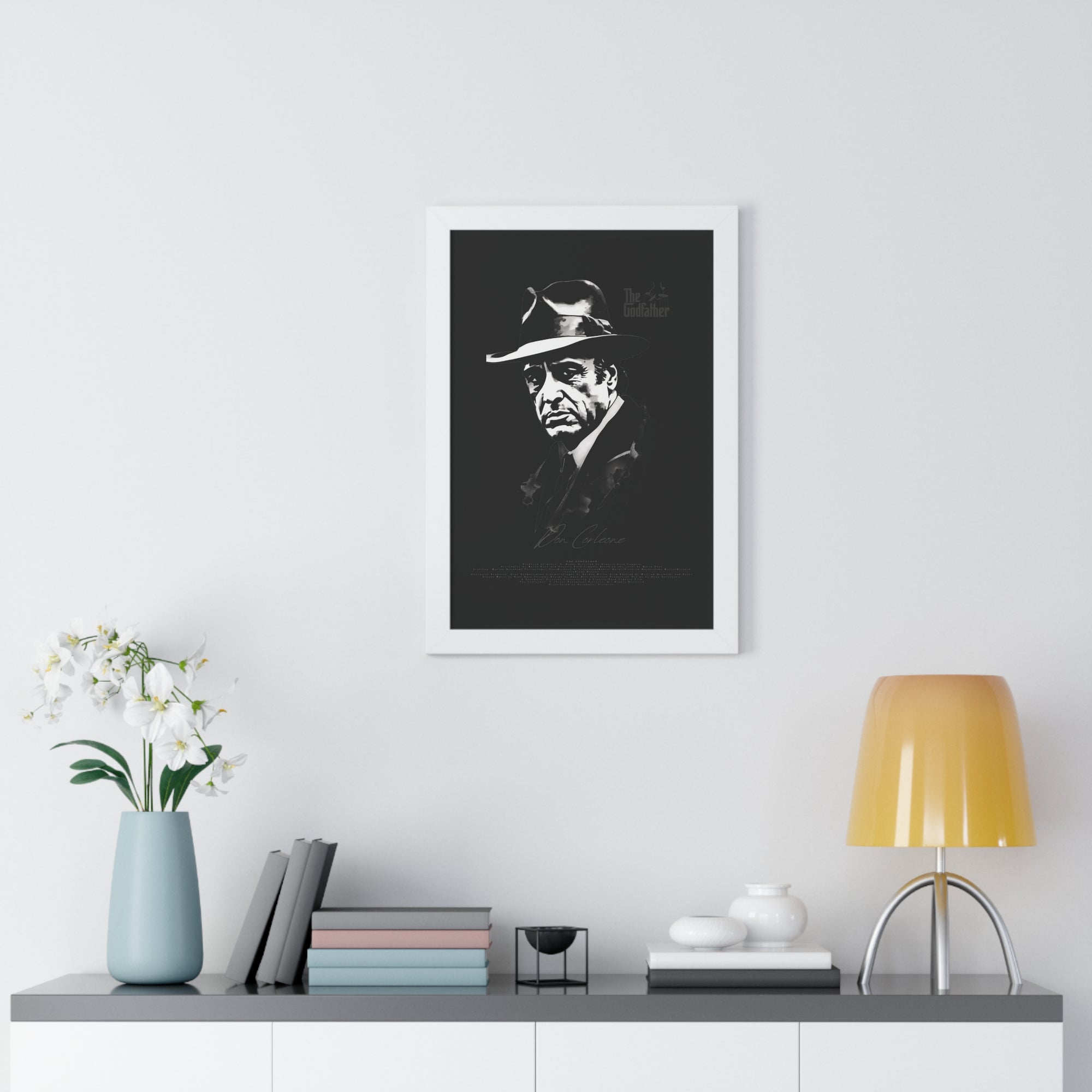 Don Corleone in Black - Framed Vertical Poster